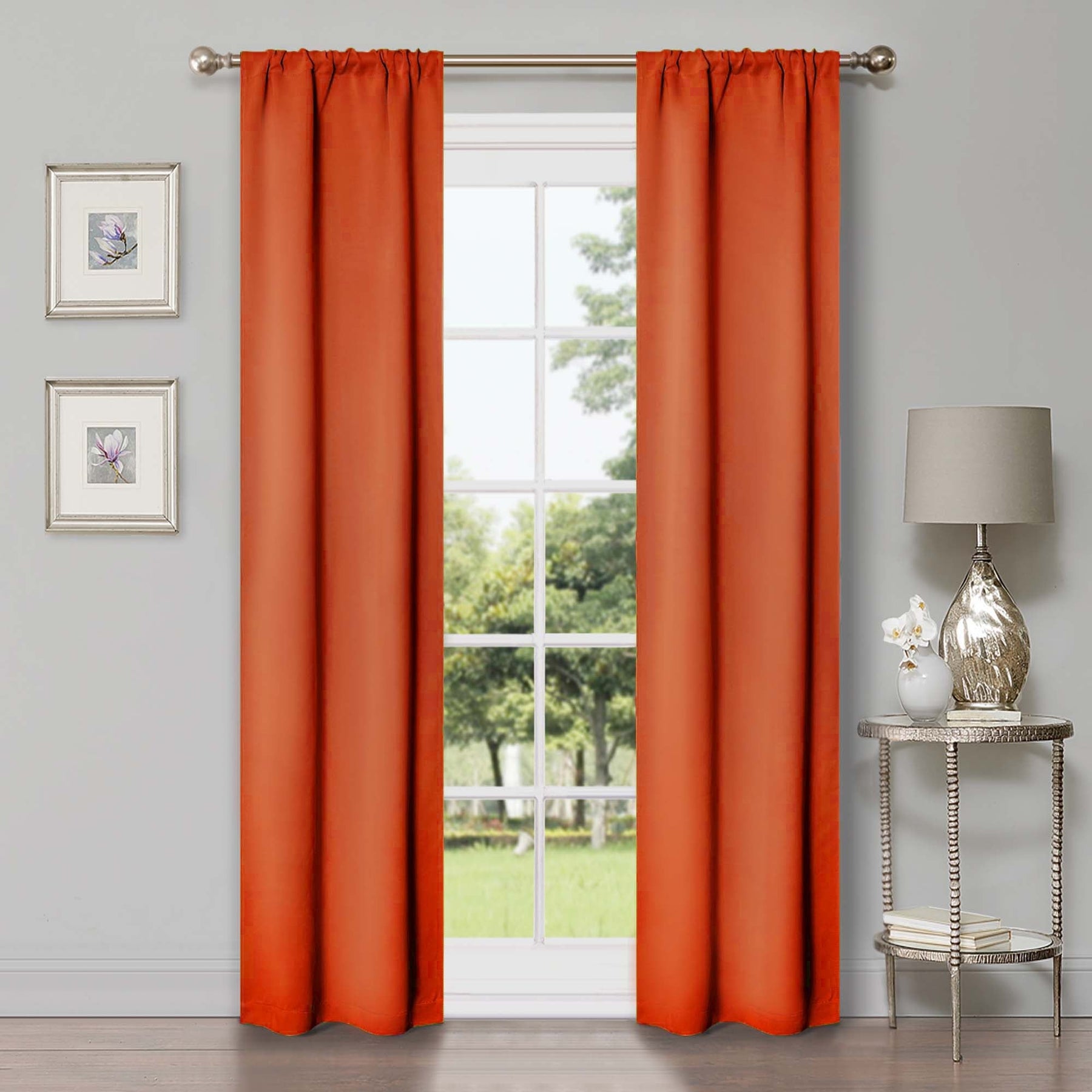 Solid Room Darkening Rod Pocket Blackout Curtain Panels, Set of 2