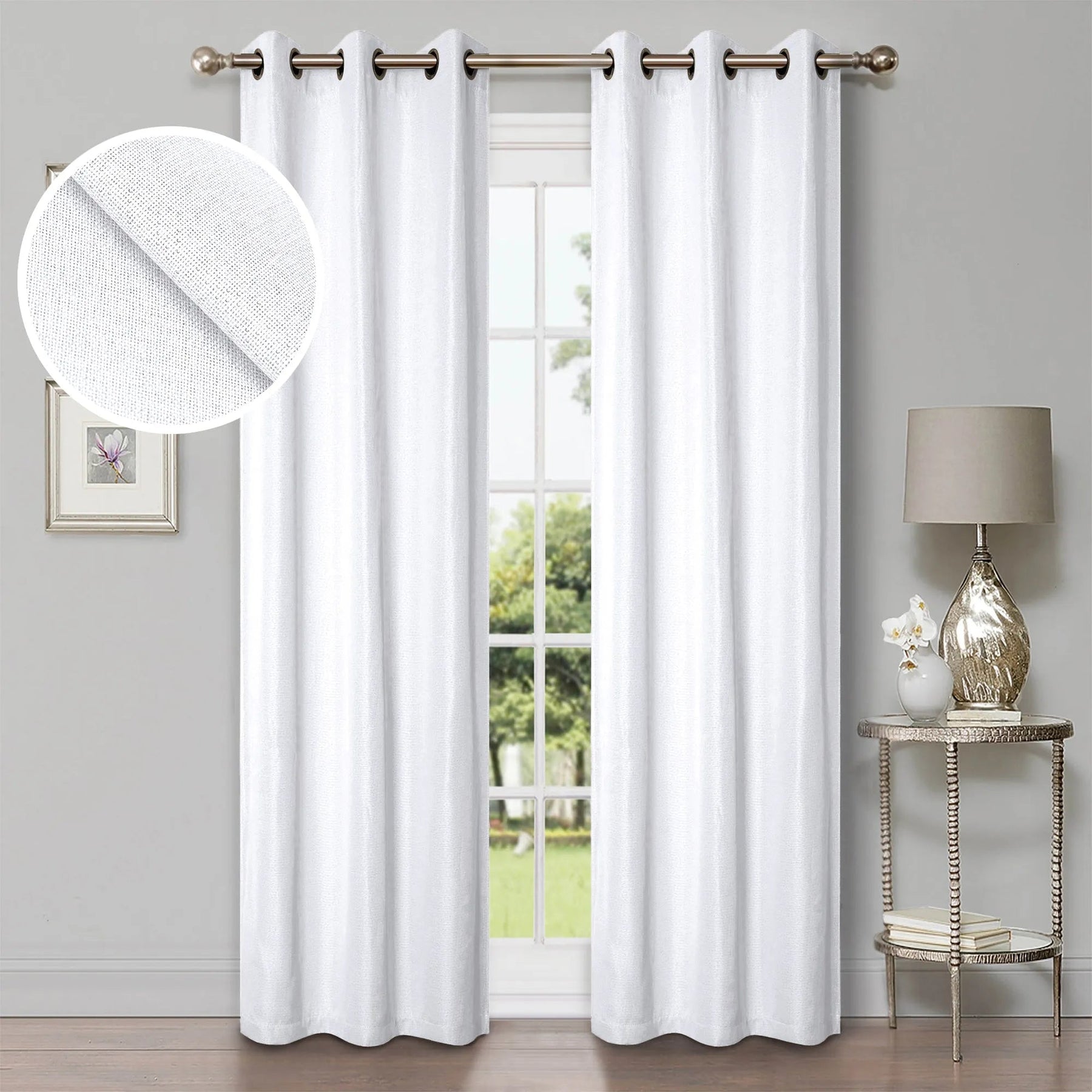 Linen Washable Room Darkening Blackout Curtains, Set of 2