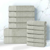 Cotton Waffle Border Towel Set 12-Piece - Honeycomb