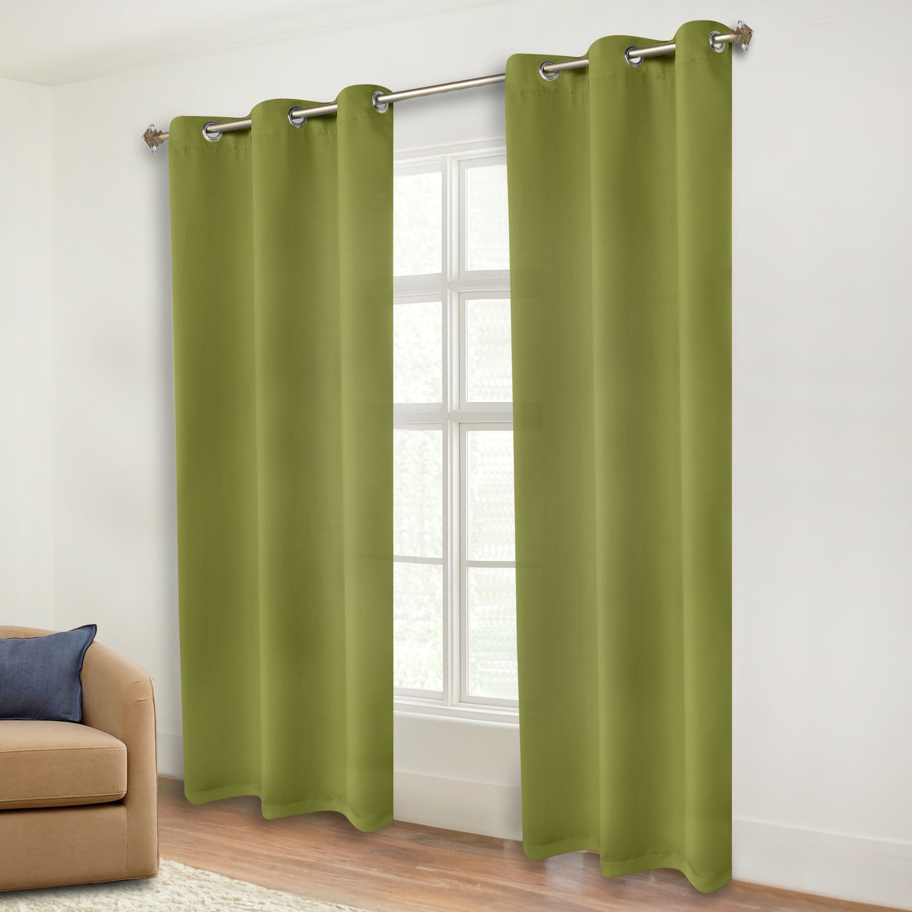 Classic Modern Solid Room Darkening Blackout Curtain Panels, Set of 2
