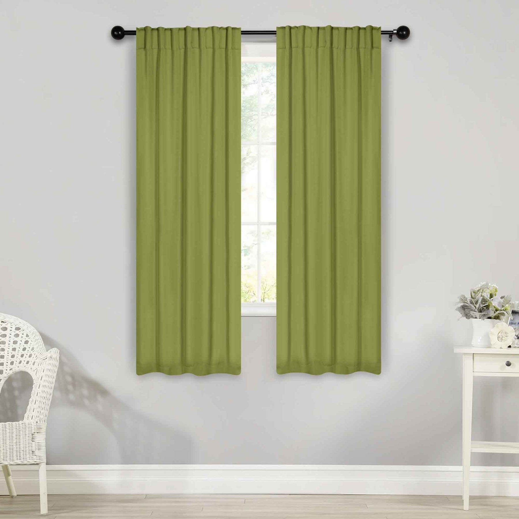 Solid Room Darkening Blackout Curtain Panels, Back Tabs, Set of 2