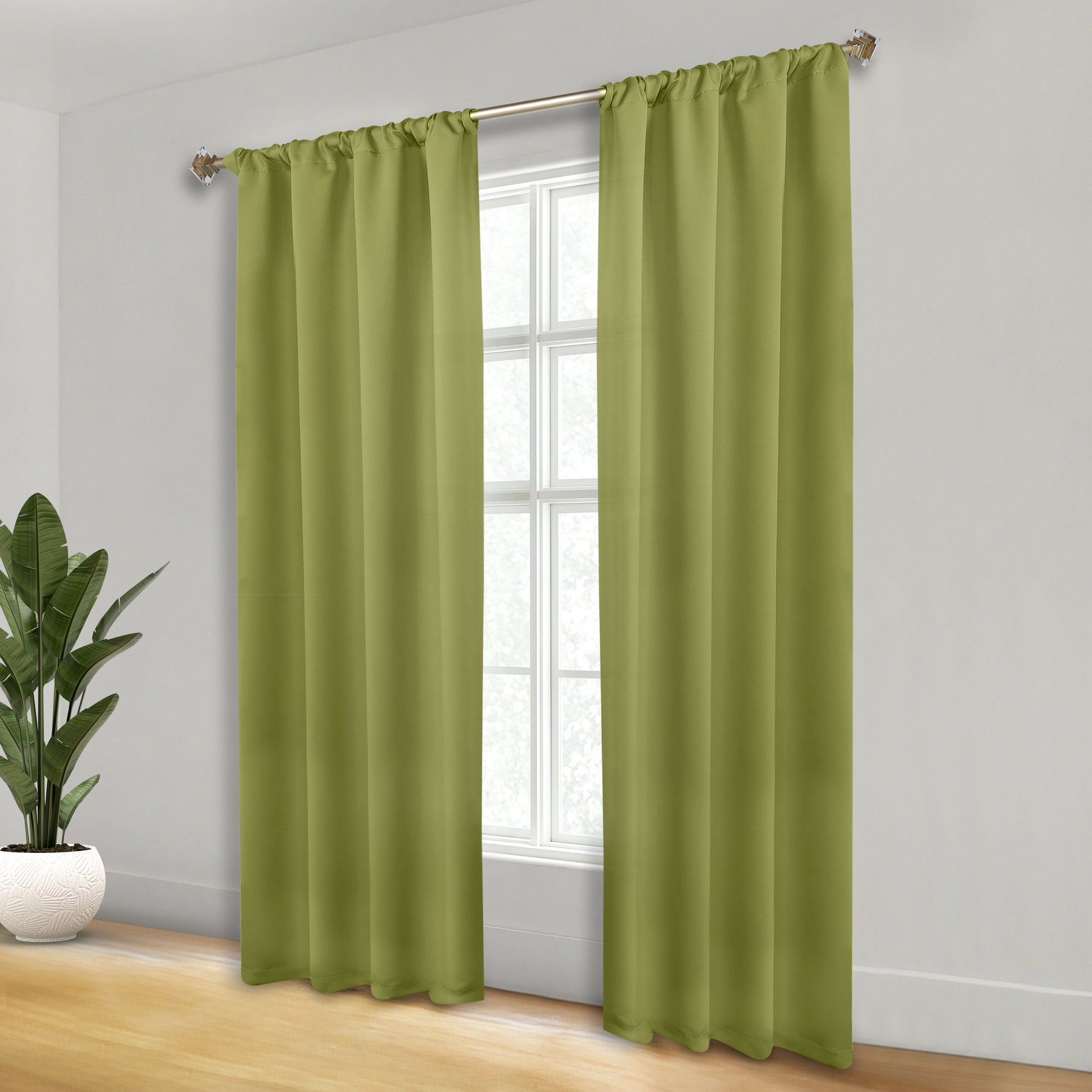 Solid Room Darkening Rod Pocket Blackout Curtain Panels, Set of 2