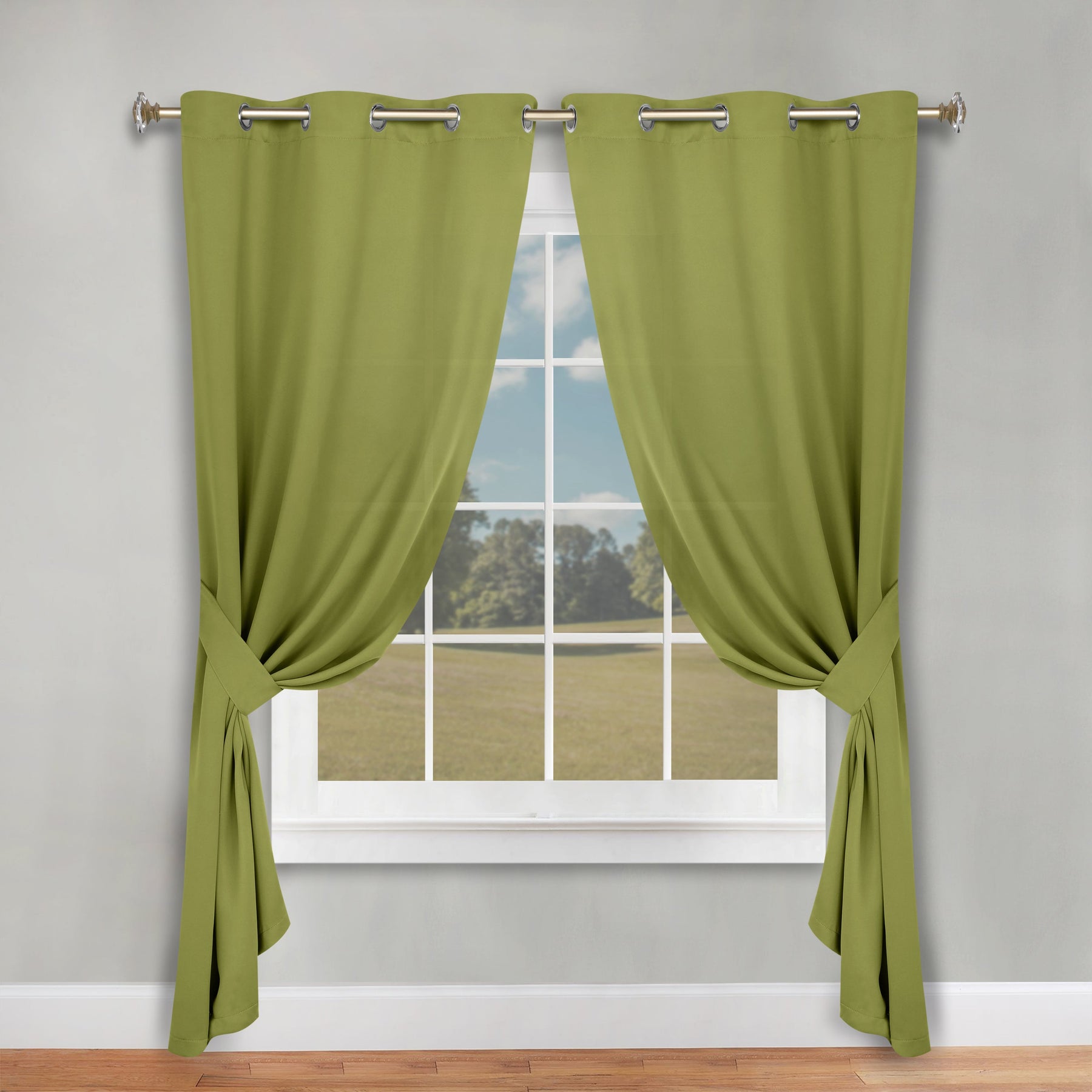 Classic Modern Solid Room Darkening Blackout Curtain Panels, Set of 2