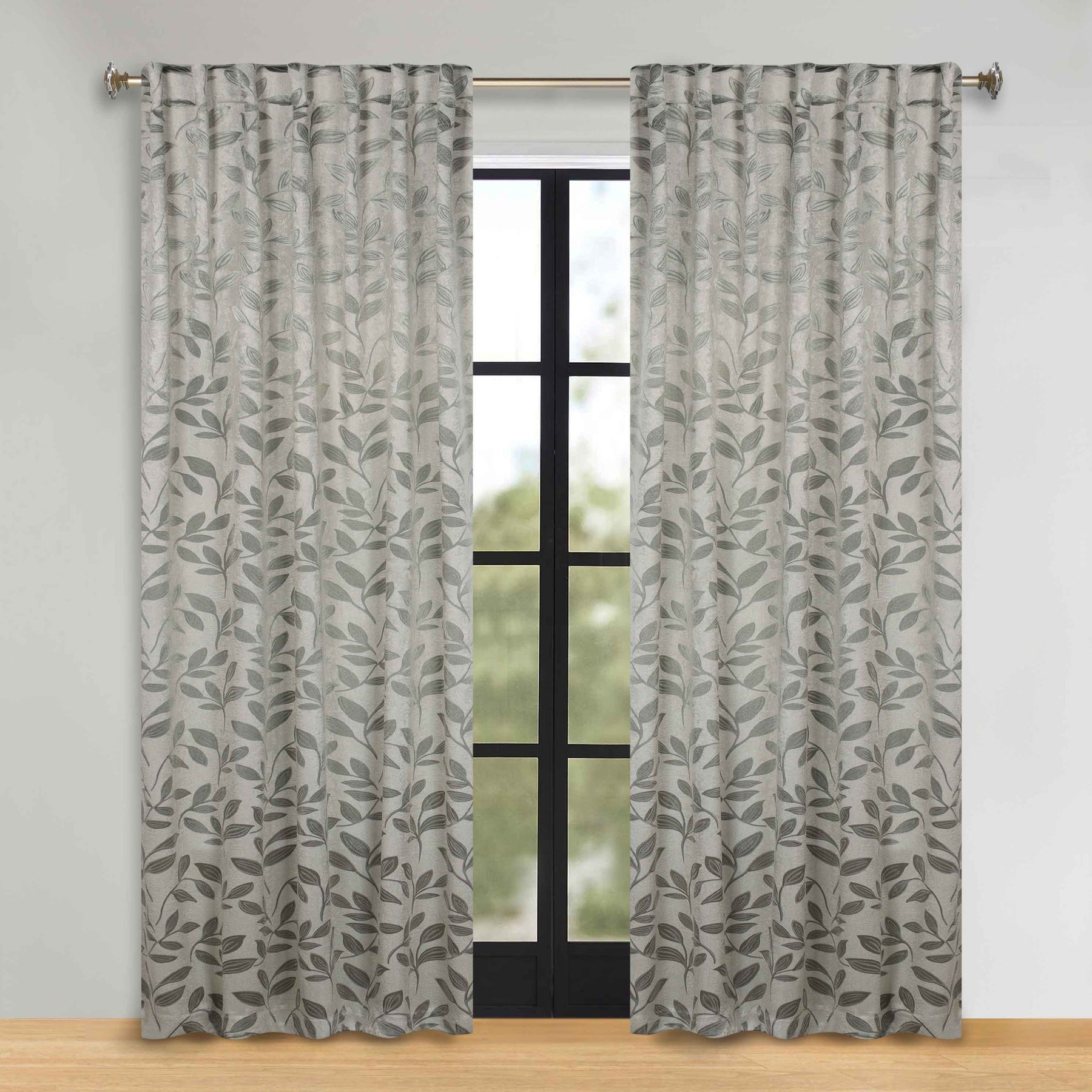 Leaves Room Darkening Back Tabs Blackout Curtain Panels, Set of 2
