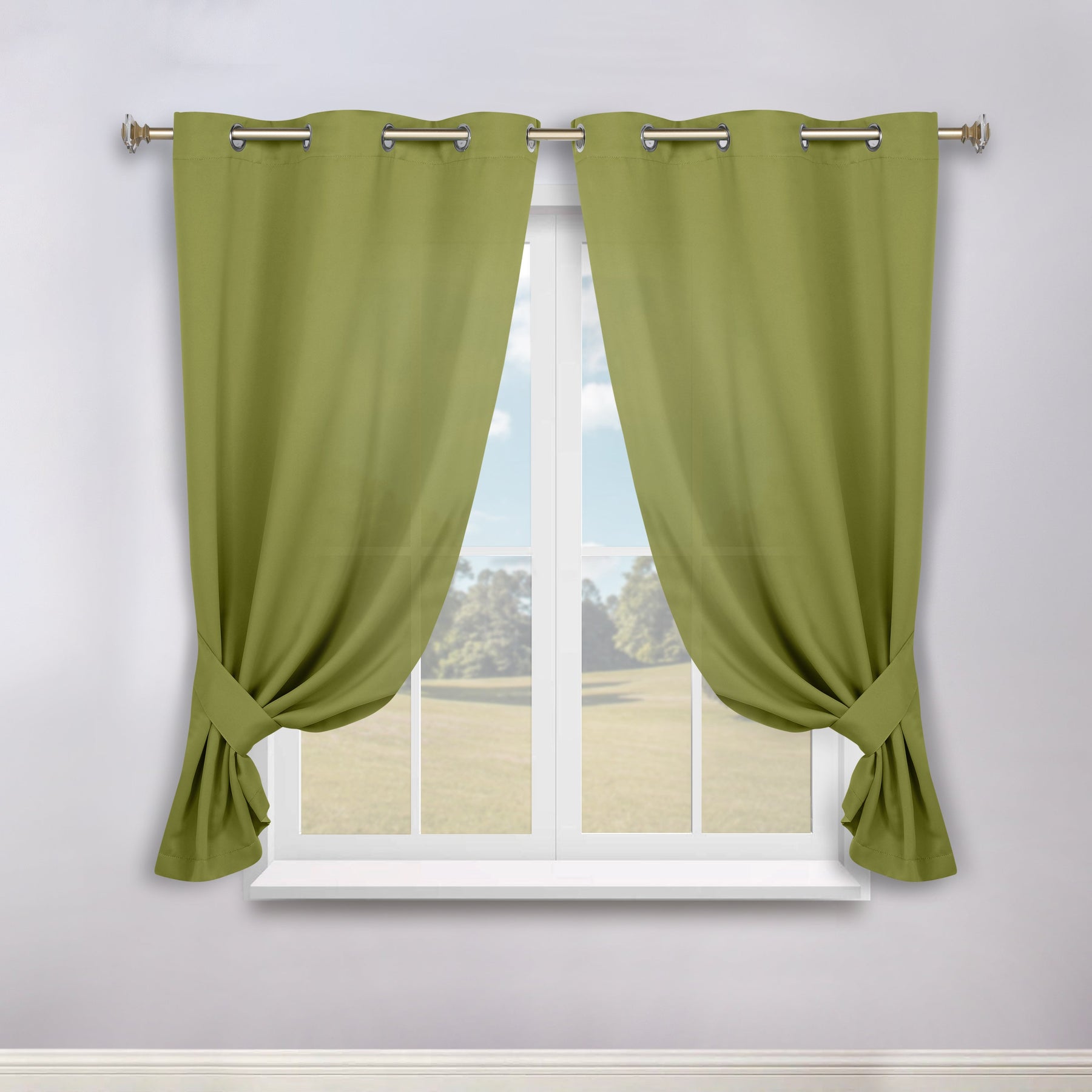 Classic Modern Solid Room Darkening Blackout Curtain Panels, Set of 2