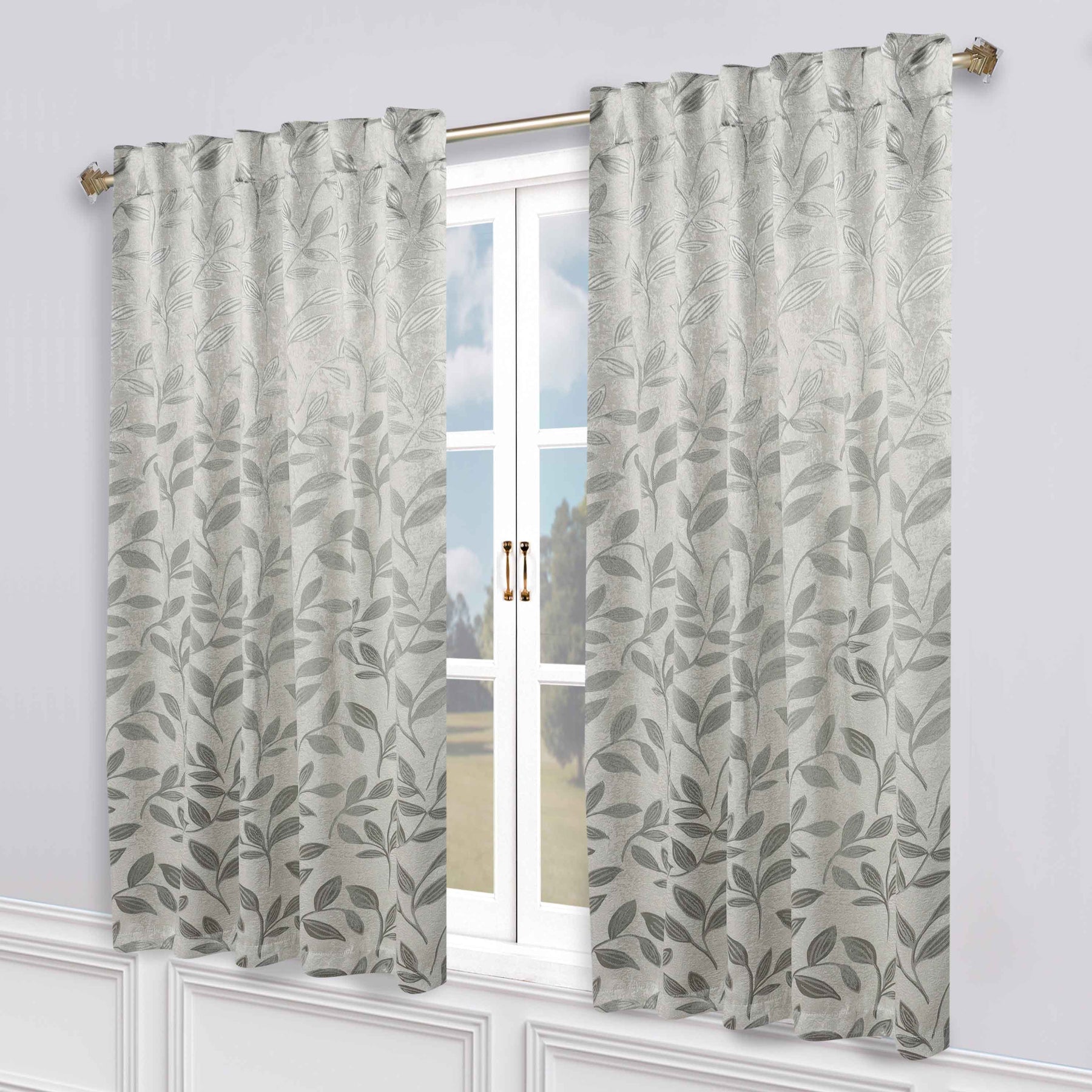 Leaves Room Darkening Back Tabs Blackout Curtain Panels, Set of 2