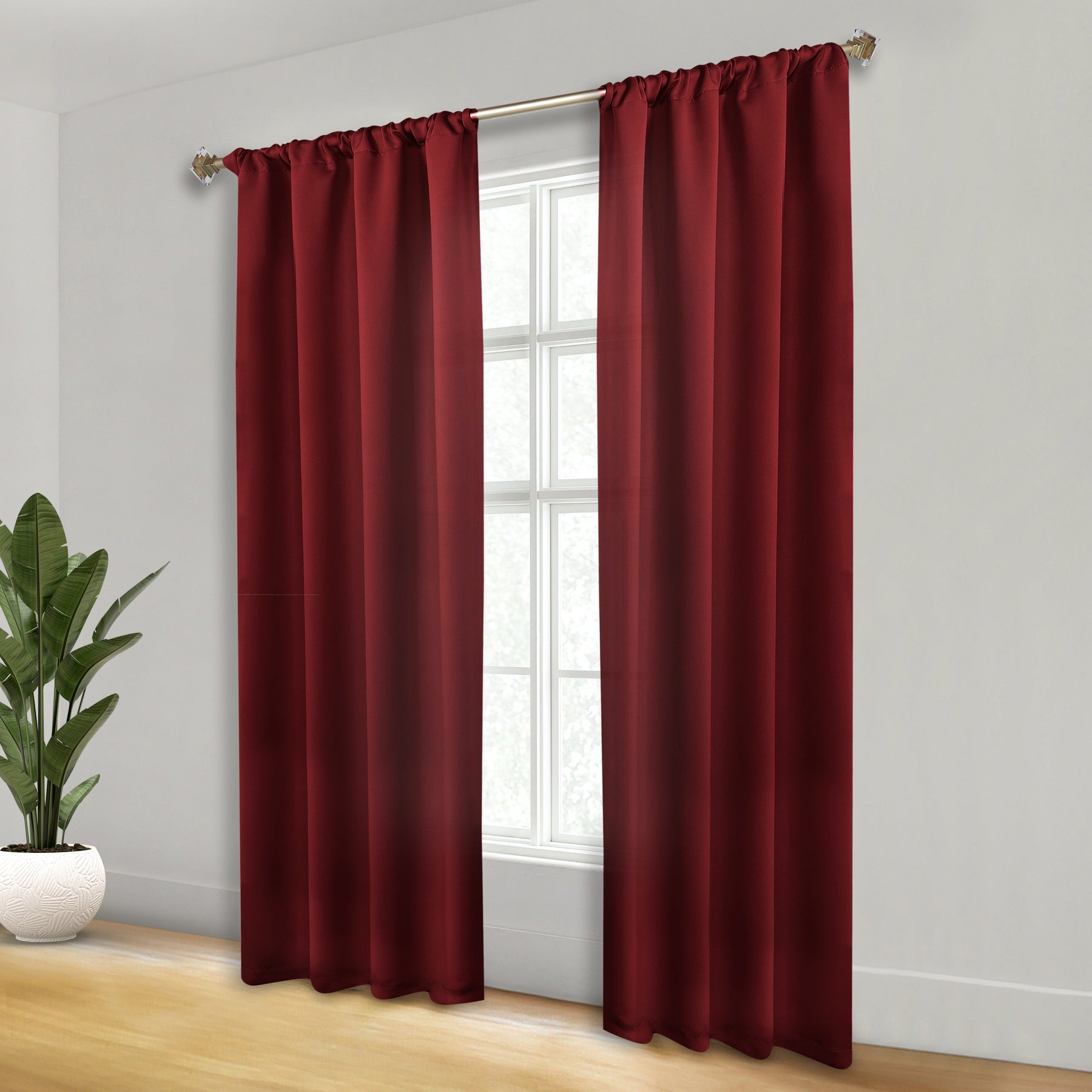 Solid Room Darkening Rod Pocket Blackout Curtain Panels, Set of 2