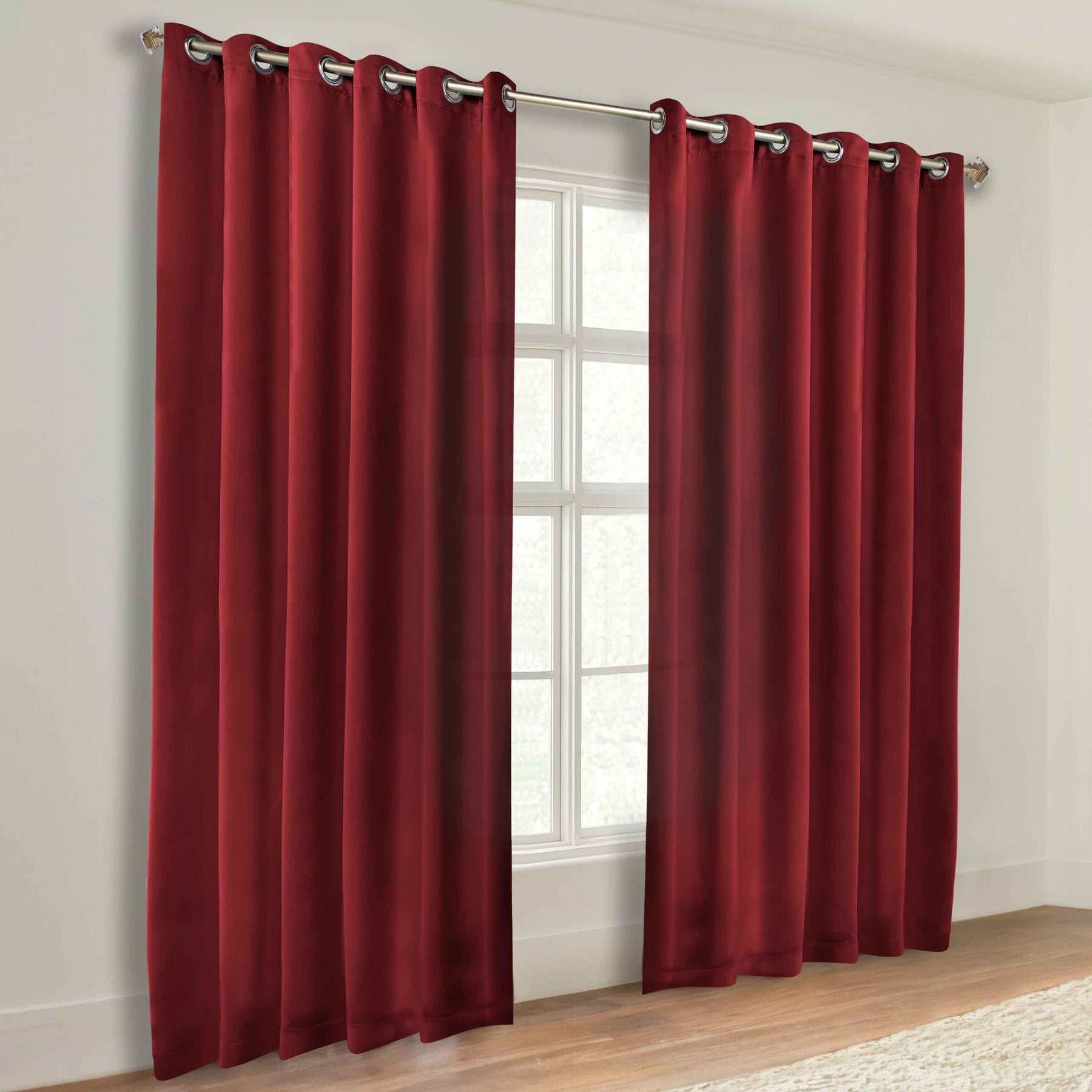 Classic Modern Solid Room Darkening Blackout Curtain Panels, Set of 2