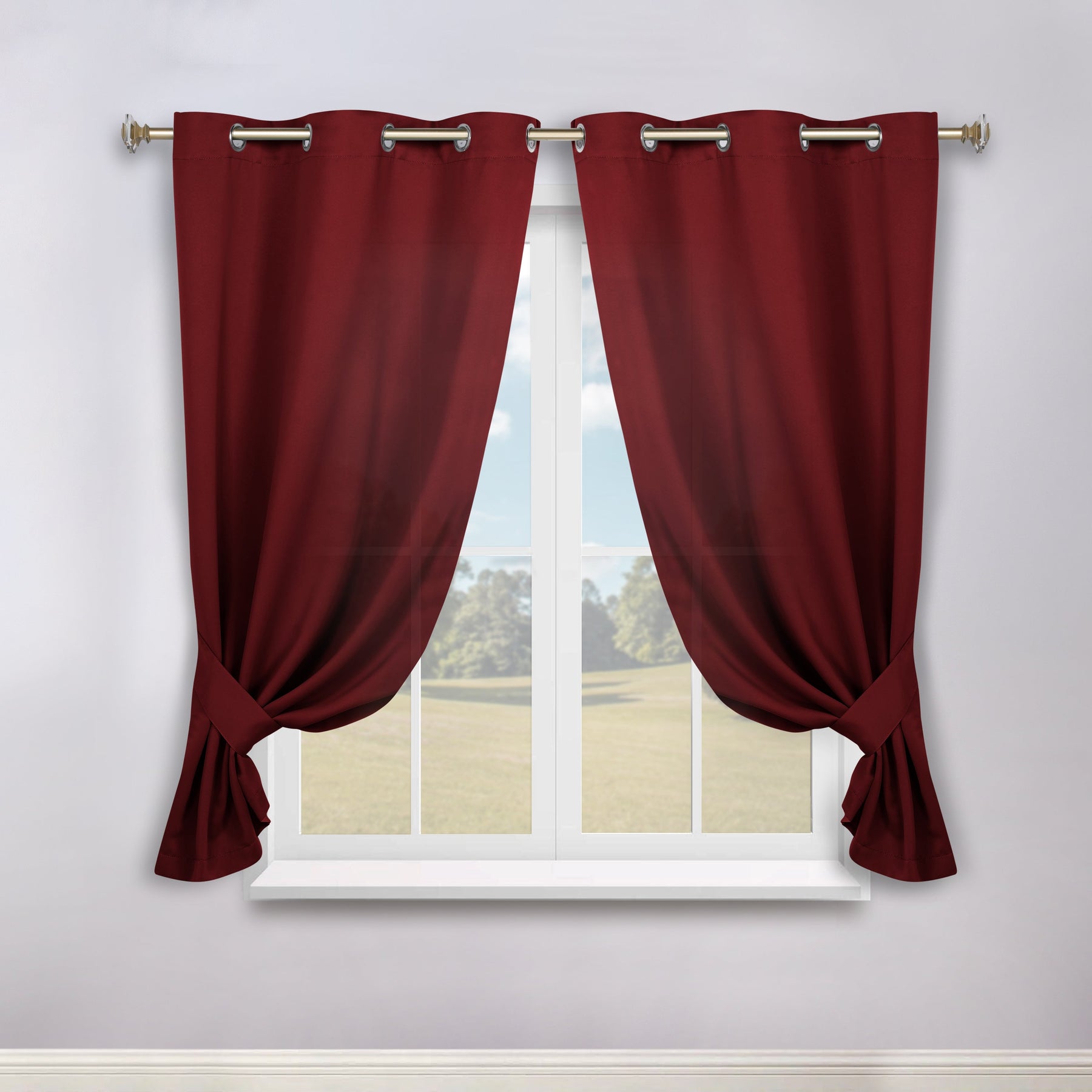 Classic Modern Solid Room Darkening Blackout Curtain Panels, Set of 2