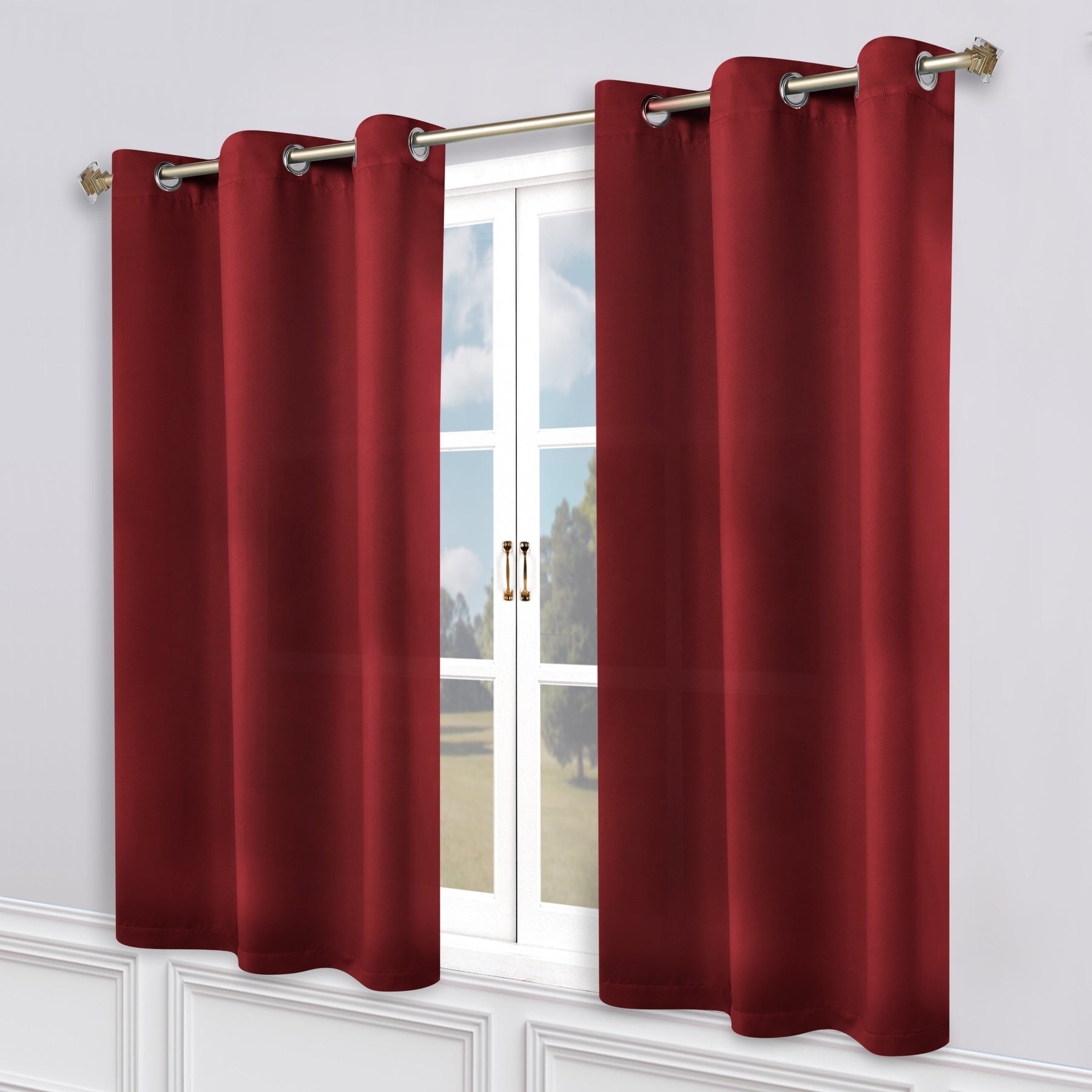 Classic Modern Solid Room Darkening Blackout Curtain Panels, Set of 2