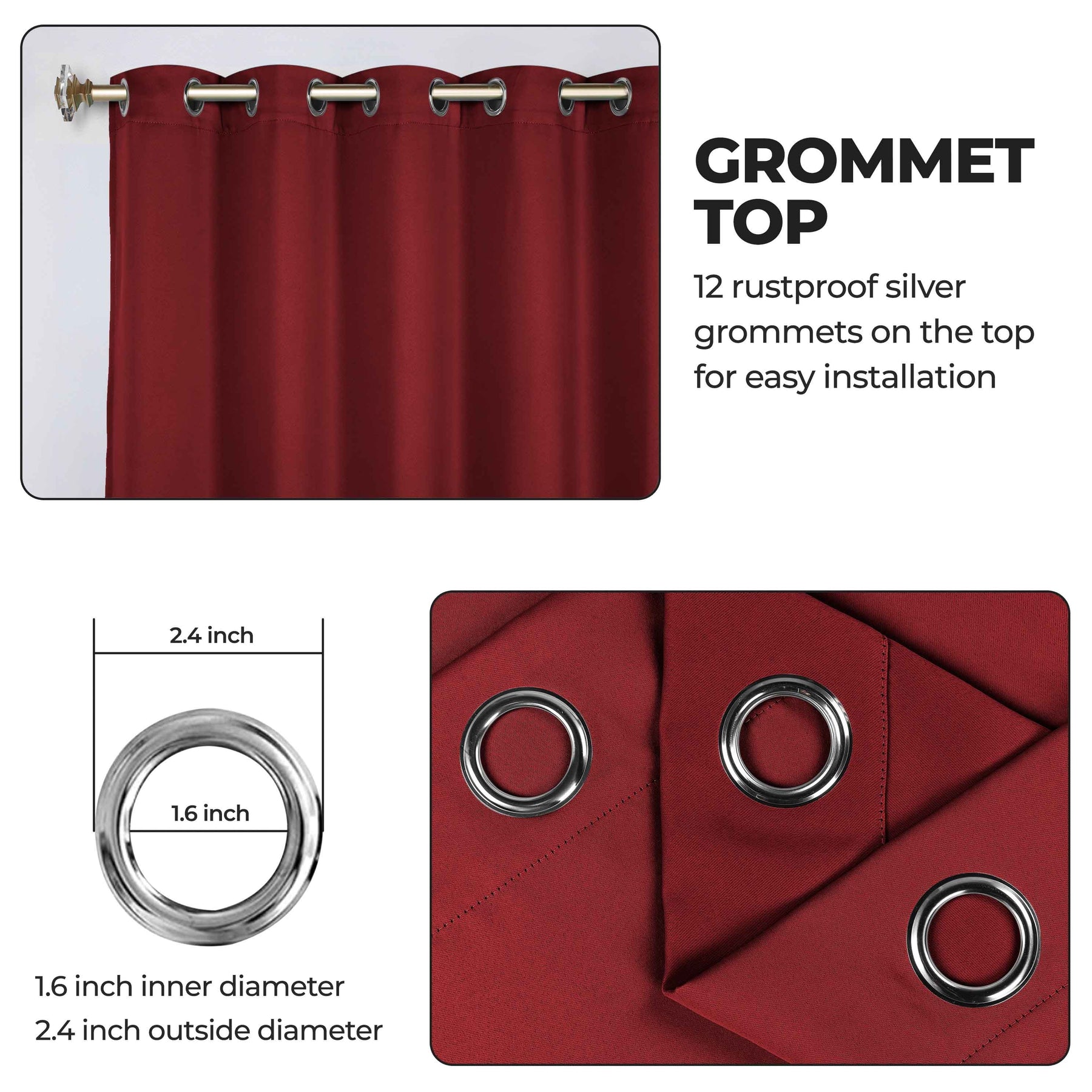 Classic Modern Solid Room Darkening Blackout Curtain Panels, Set of 2