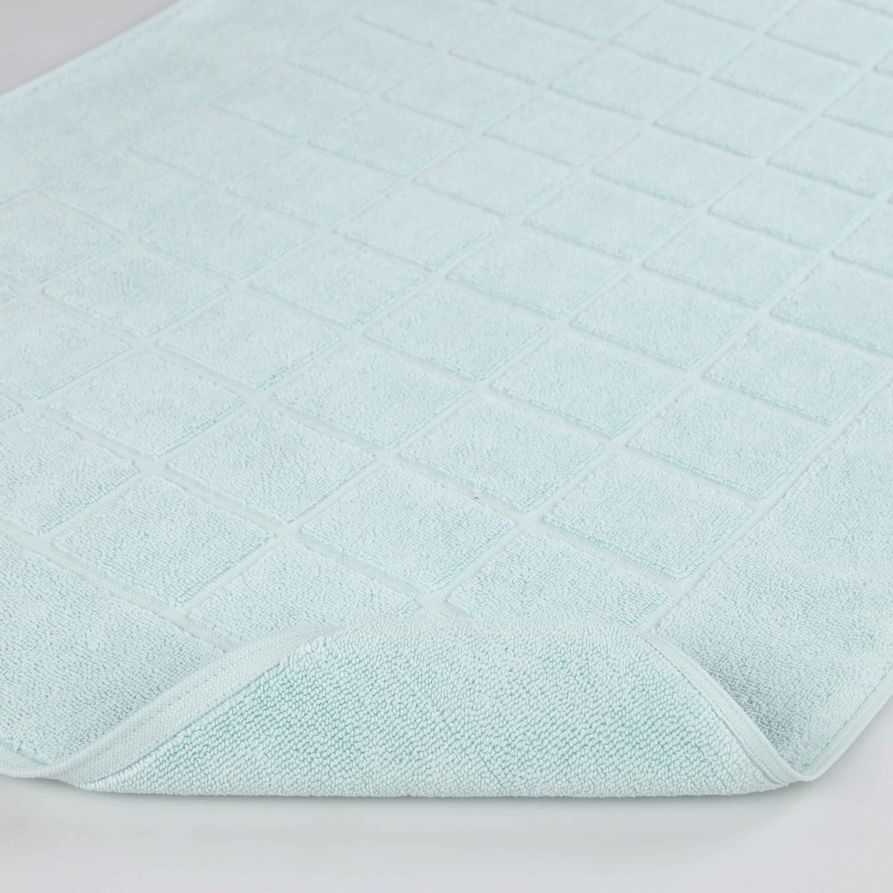 Nora Cotton Solid Absorbent Thick Checkered Washable Bath Mat Set of 2