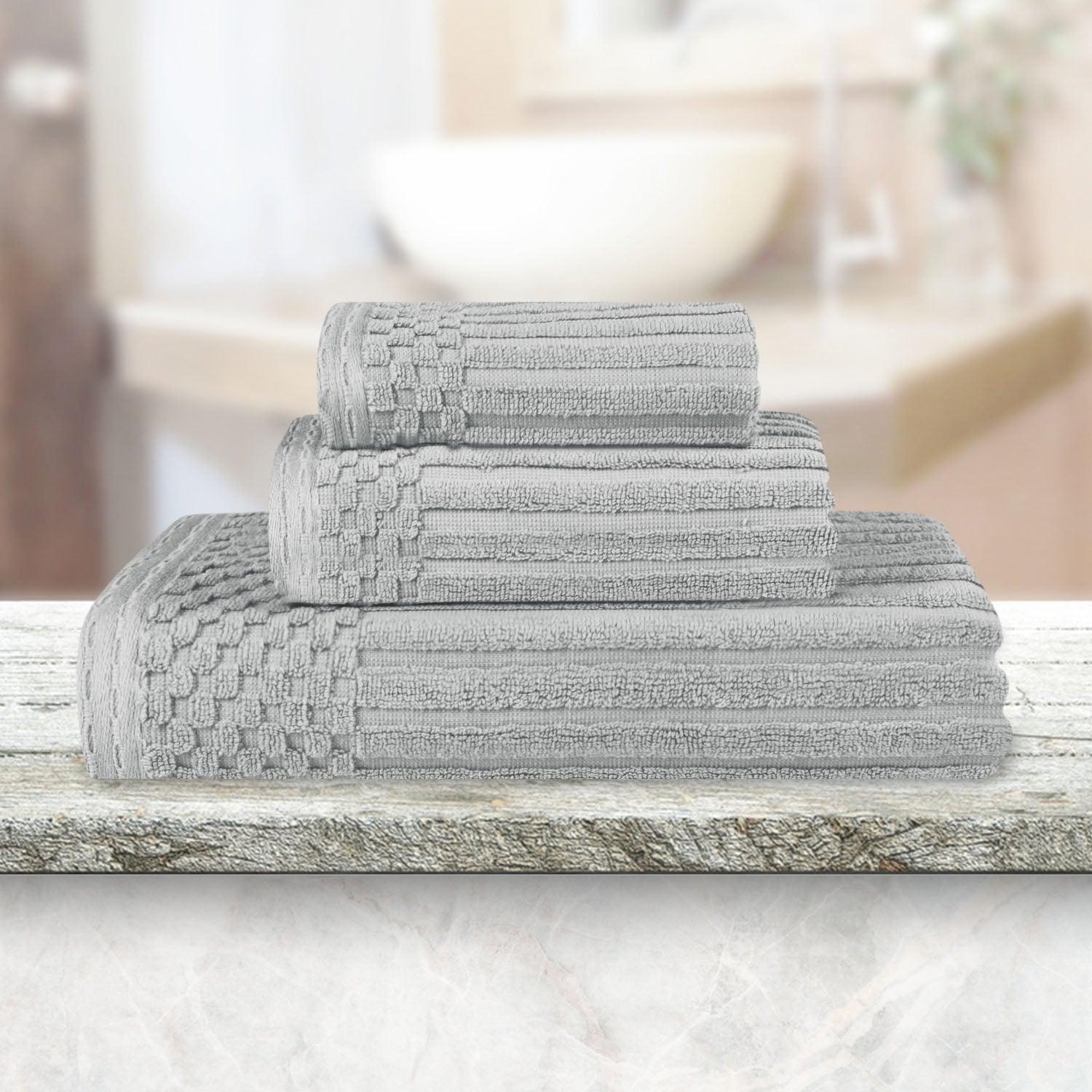 Soho Ribbed Cotton Absorbent 3 Piece Assorted Towel Set