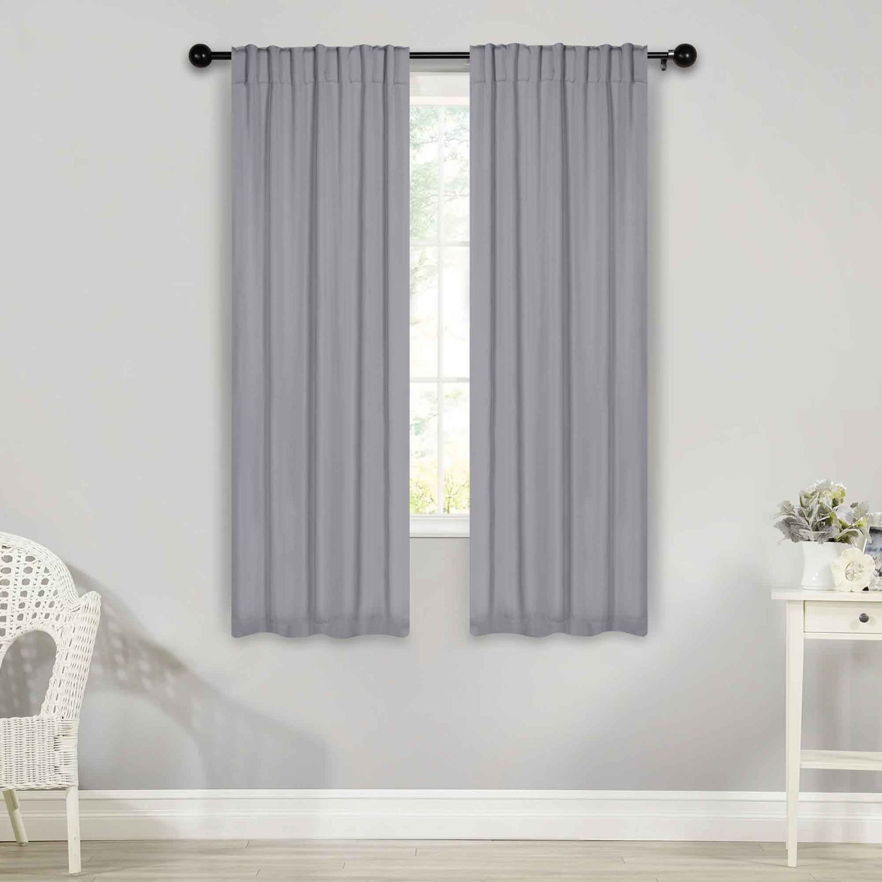 Solid Room Darkening Blackout Curtain Panels, Back Tabs, Set of 2