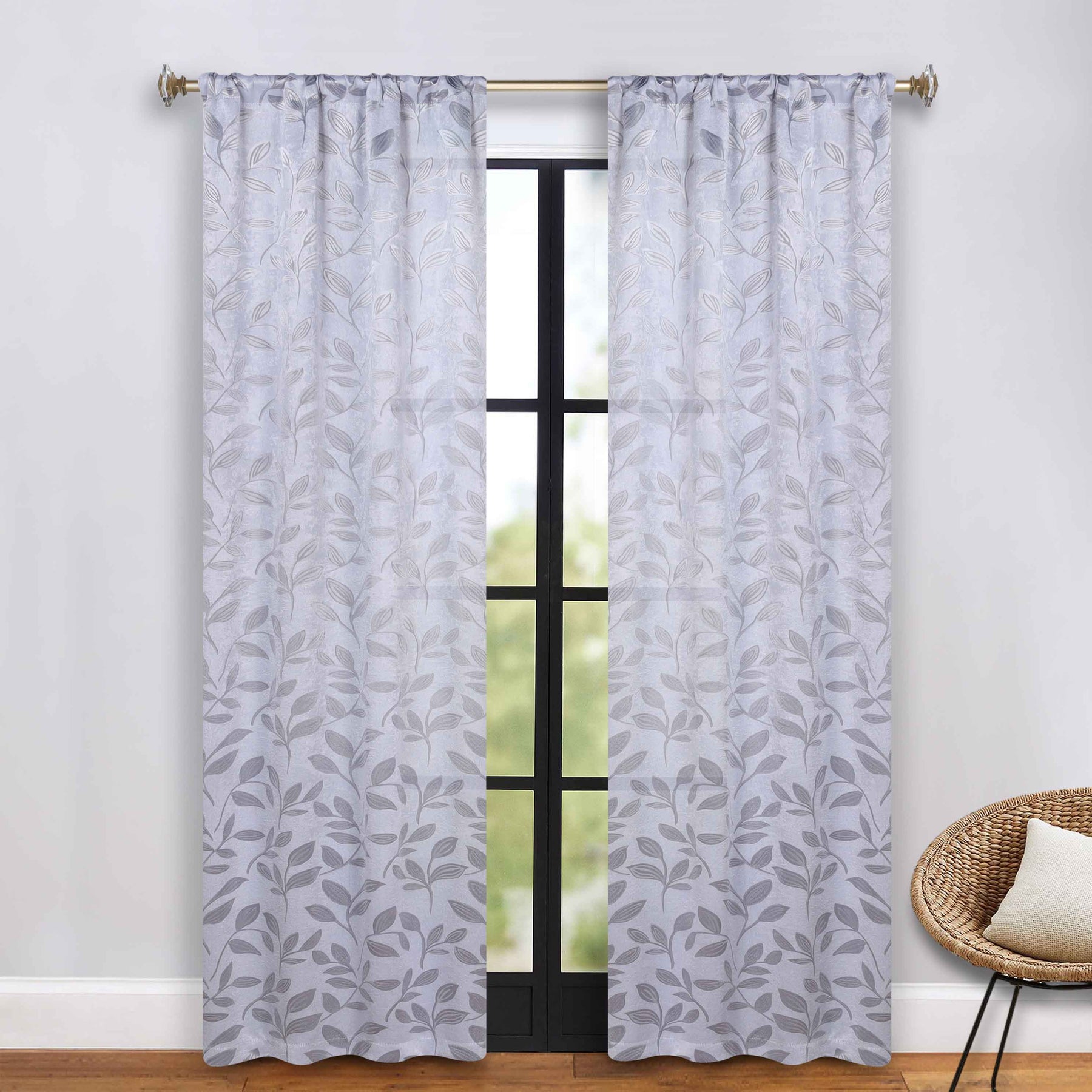 Leaves Room Darkening Washable Blackout Curtain Panels, Set of 2