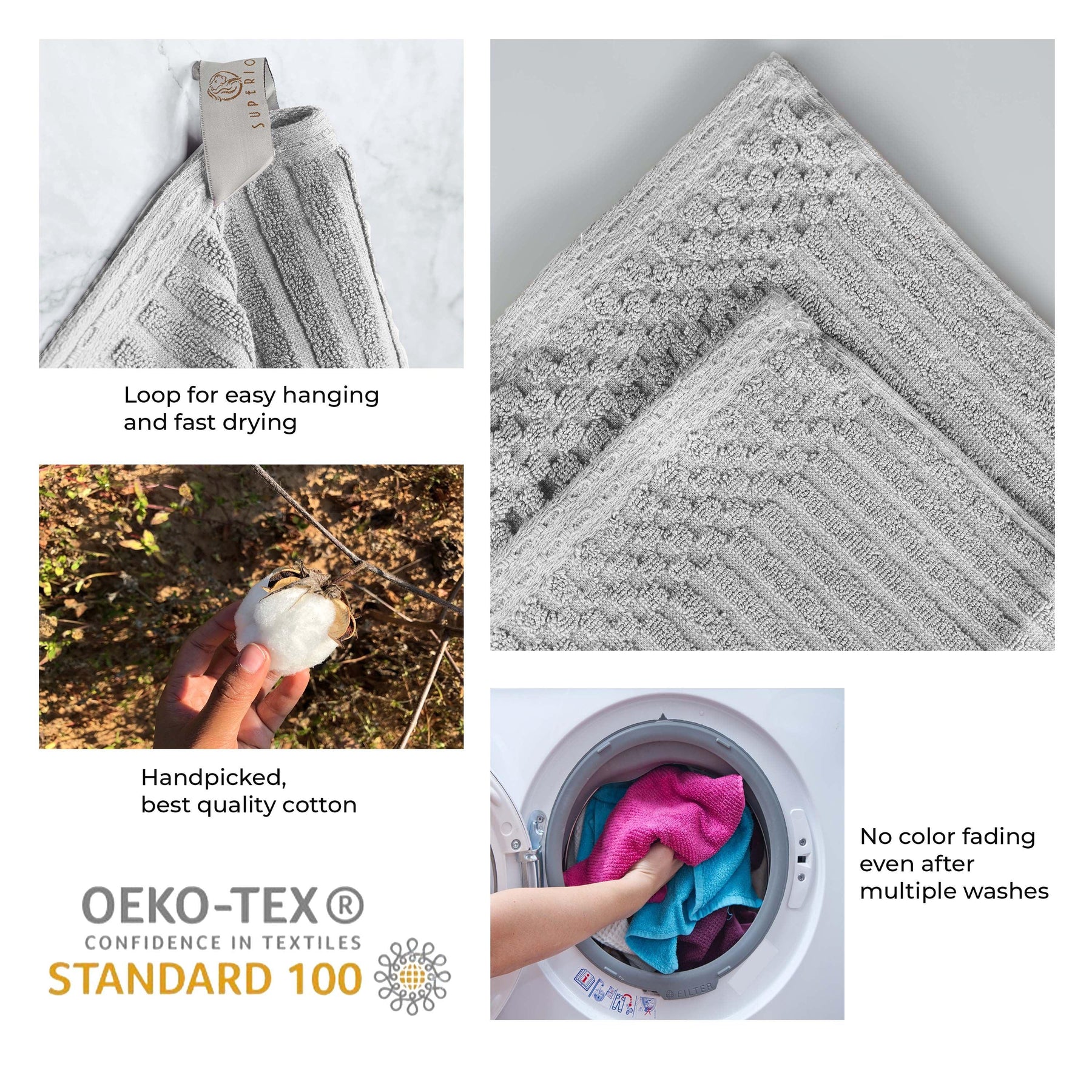 Soho Ribbed Cotton Absorbent 3 Piece Assorted Towel Set