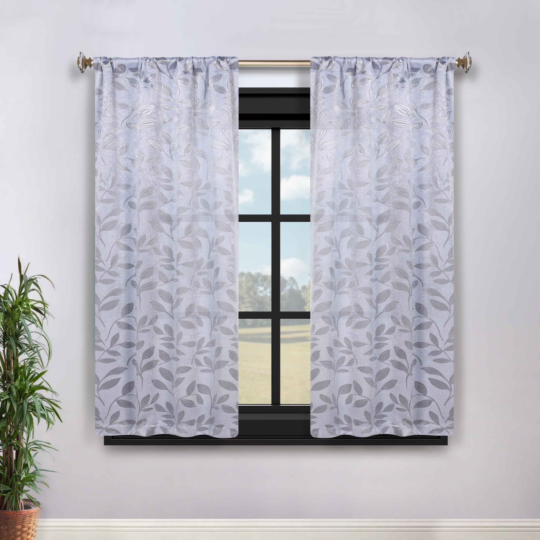 Leaves Room Darkening Washable Blackout Curtain Panels, Set of 2