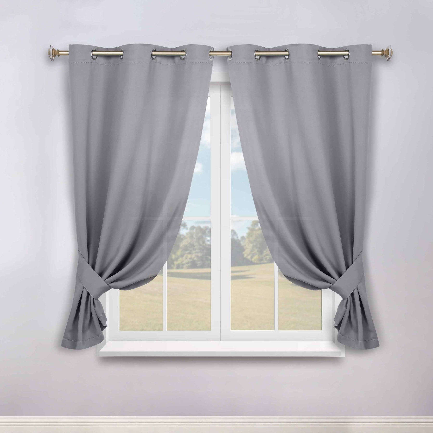 Classic Modern Solid Room Darkening Blackout Curtain Panels, Set of 2