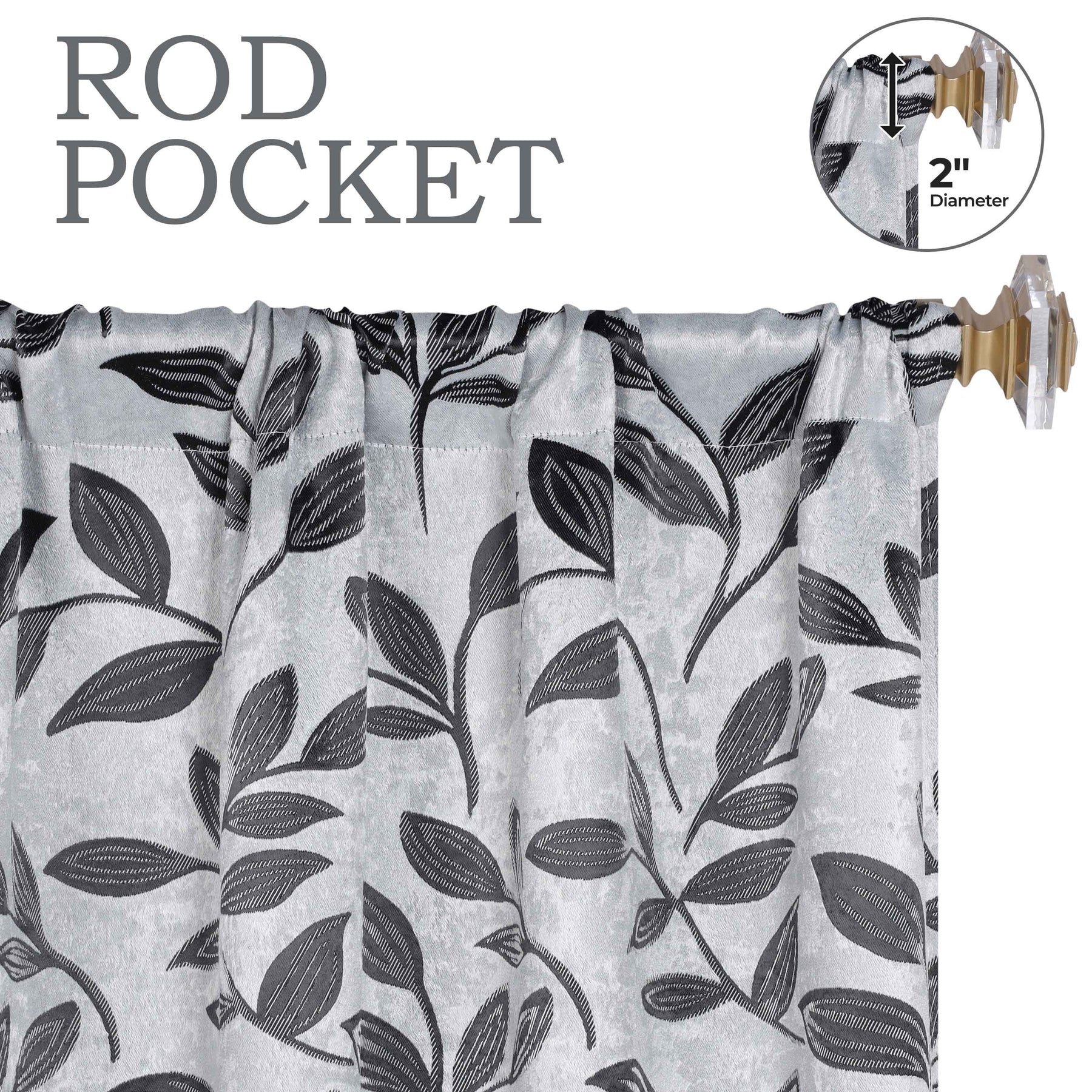 Leaves Room Darkening Washable Blackout Curtain Panels, Set of 2