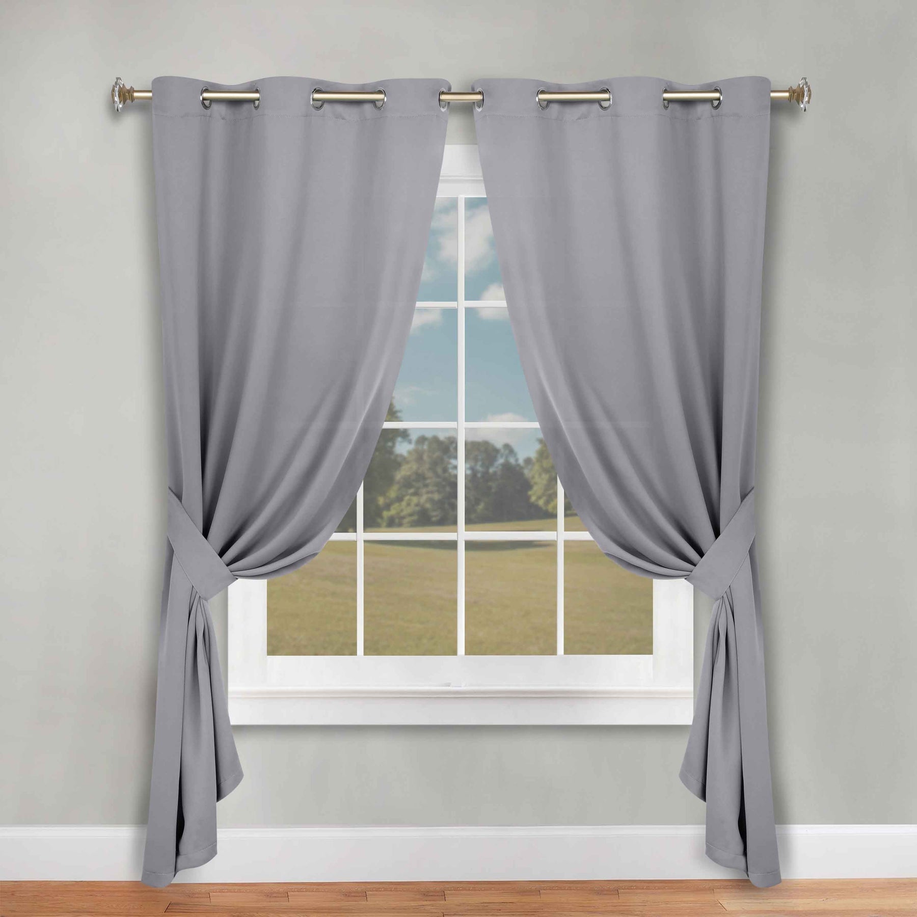 Classic Modern Solid Room Darkening Blackout Curtain Panels, Set of 2