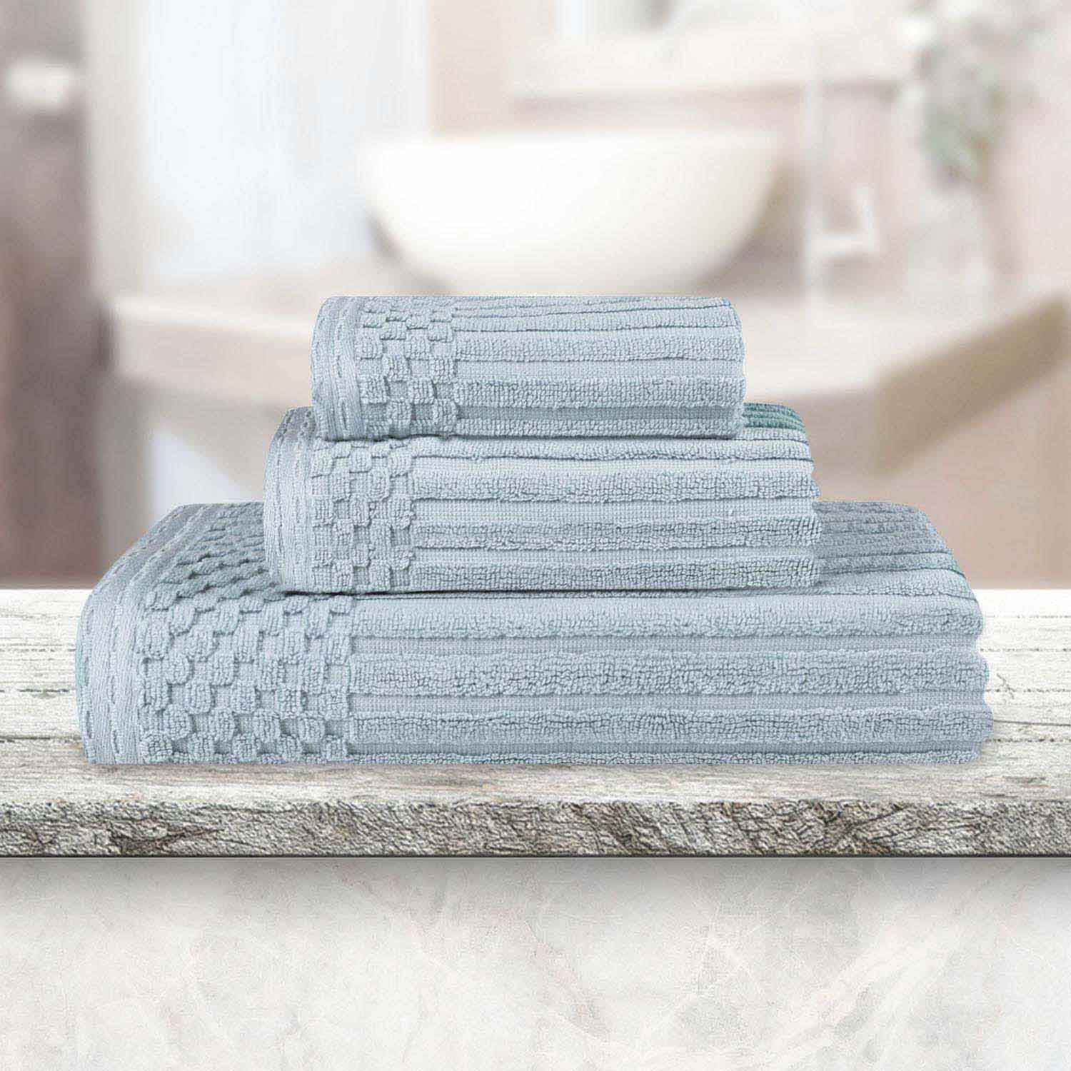 Soho Ribbed Cotton Absorbent 3 Piece Assorted Towel Set