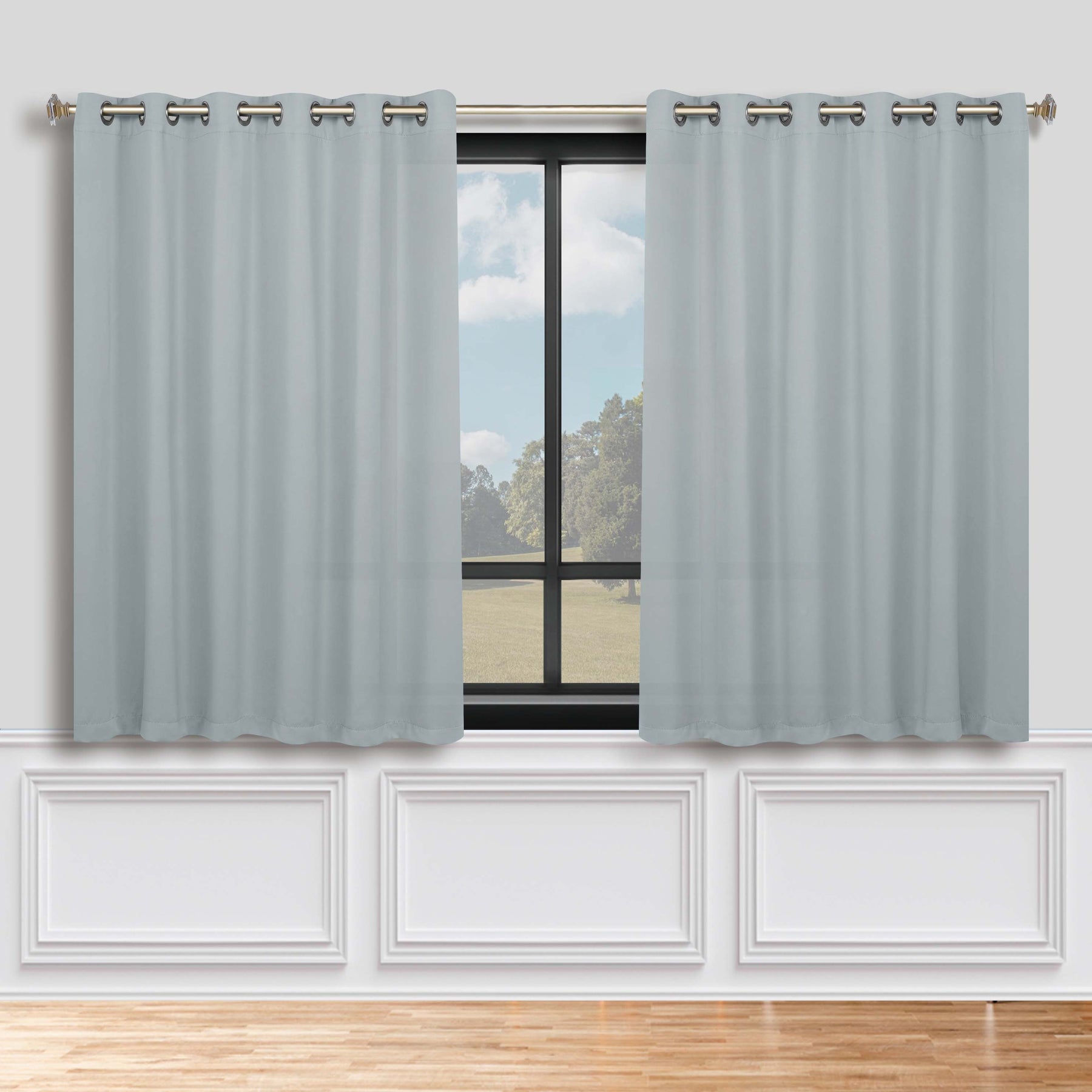 Classic Modern Solid Room Darkening Blackout Curtain Panels, Set of 2