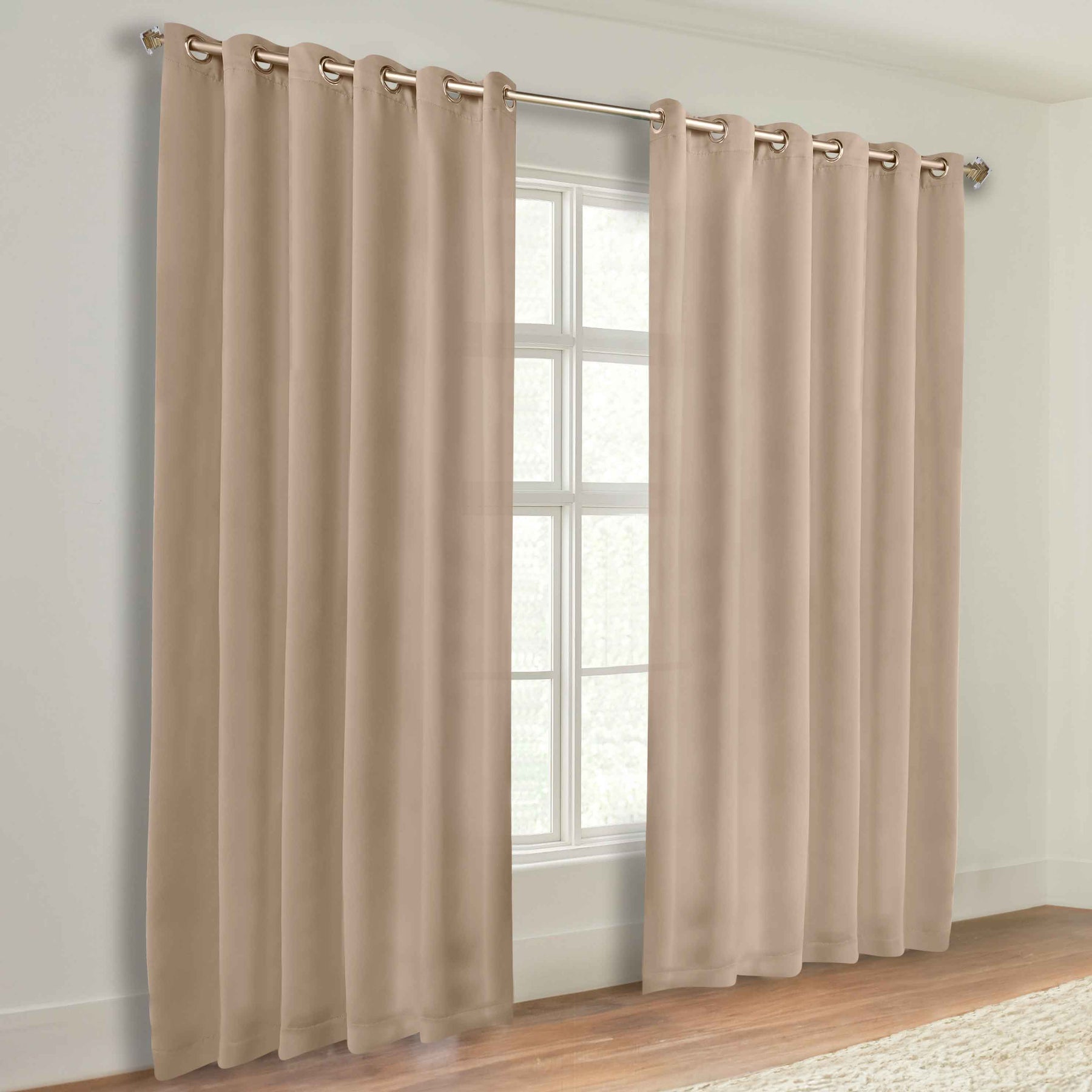 Classic Modern Solid Room Darkening Blackout Curtain Panels, Set of 2