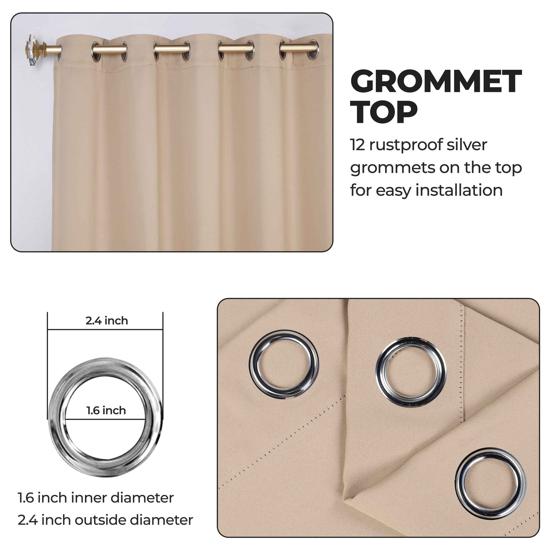 Classic Modern Solid Room Darkening Blackout Curtain Panels, Set of 2