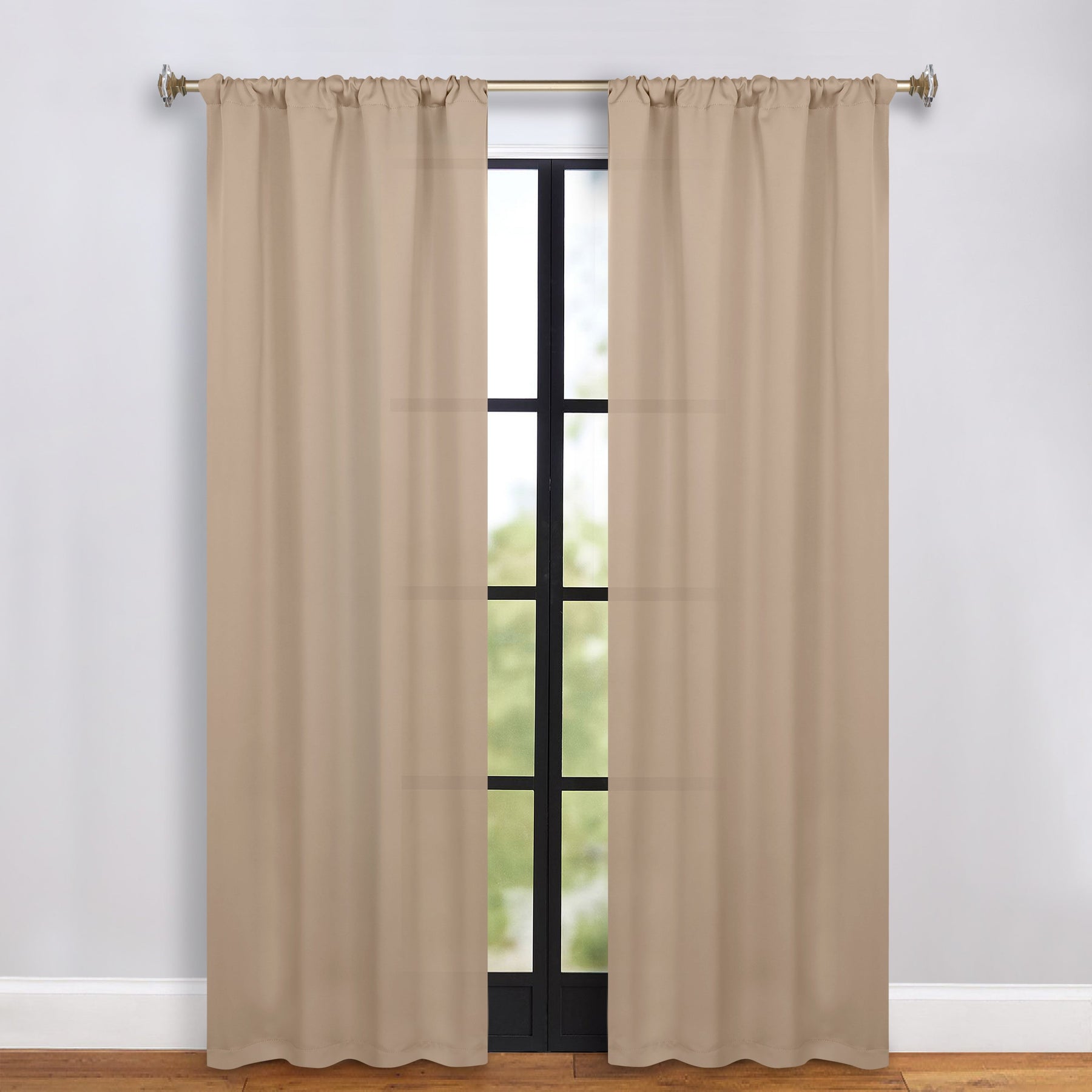 Solid Room Darkening Rod Pocket Blackout Curtain Panels, Set of 2