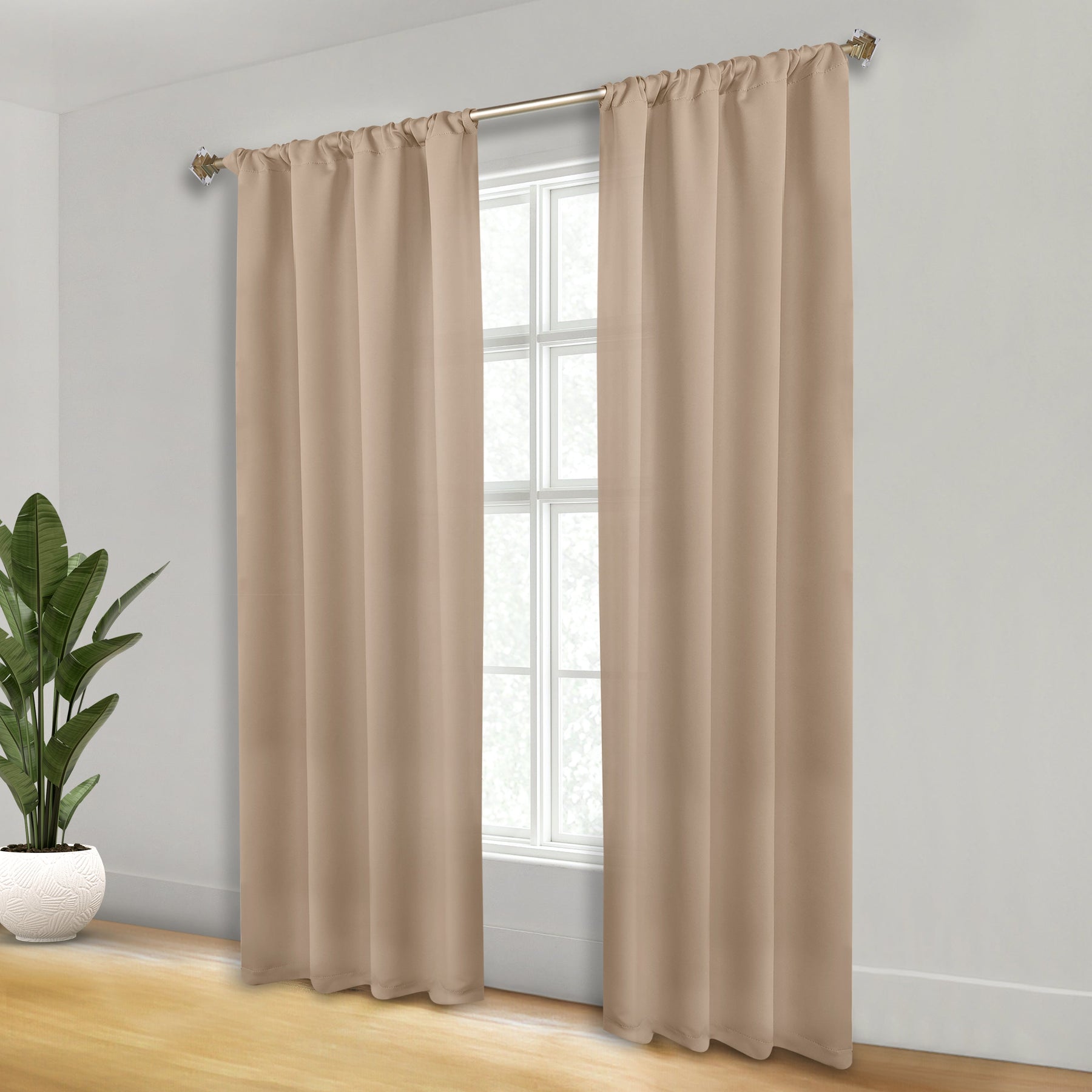 Solid Room Darkening Rod Pocket Blackout Curtain Panels, Set of 2