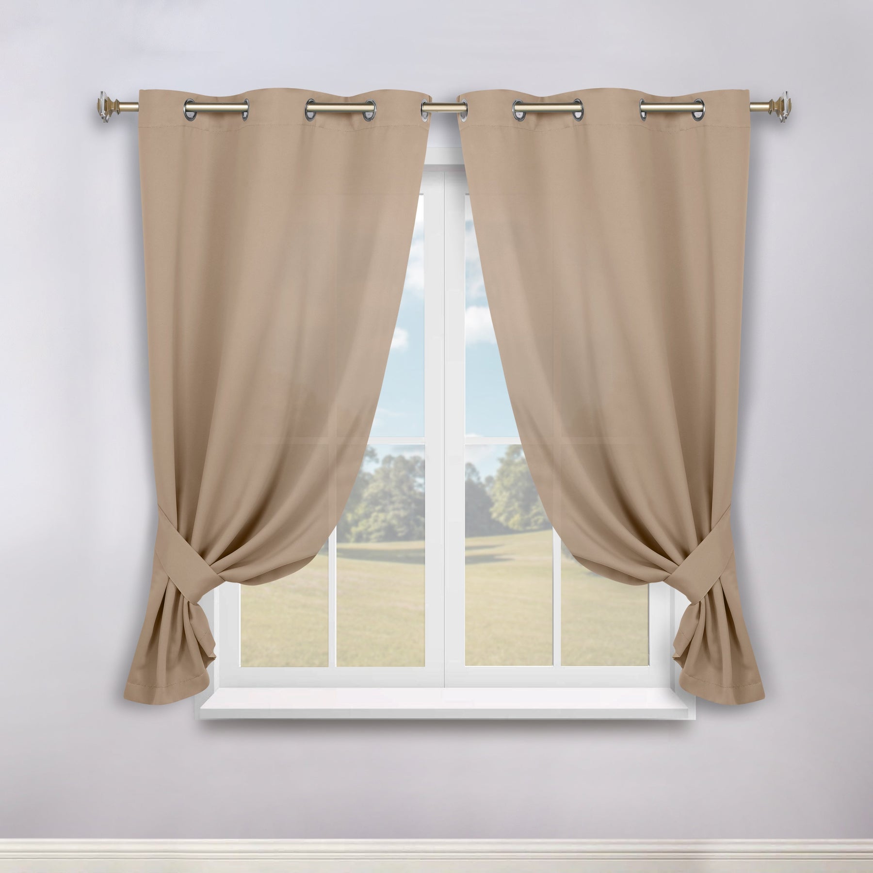 Classic Modern Solid Room Darkening Blackout Curtain Panels, Set of 2