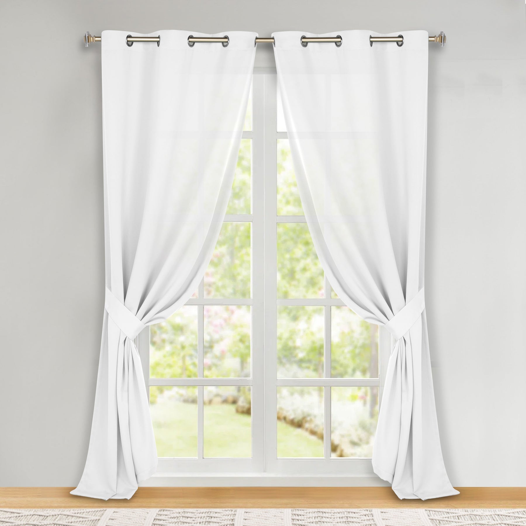 Classic Modern Solid Room Darkening Blackout Curtain Panels, Set of 2