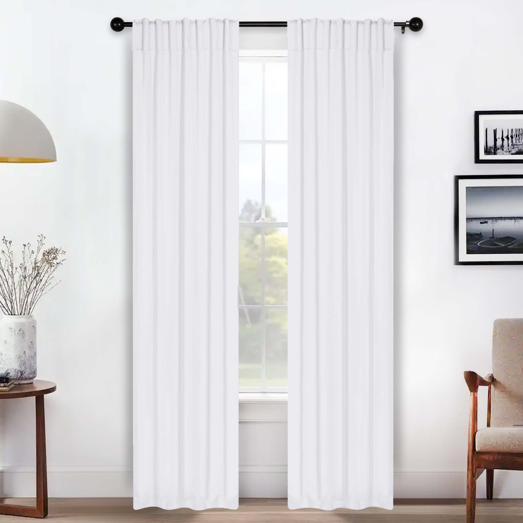 Solid Room Darkening Blackout Curtain Panels, Back Tabs, Set of 2