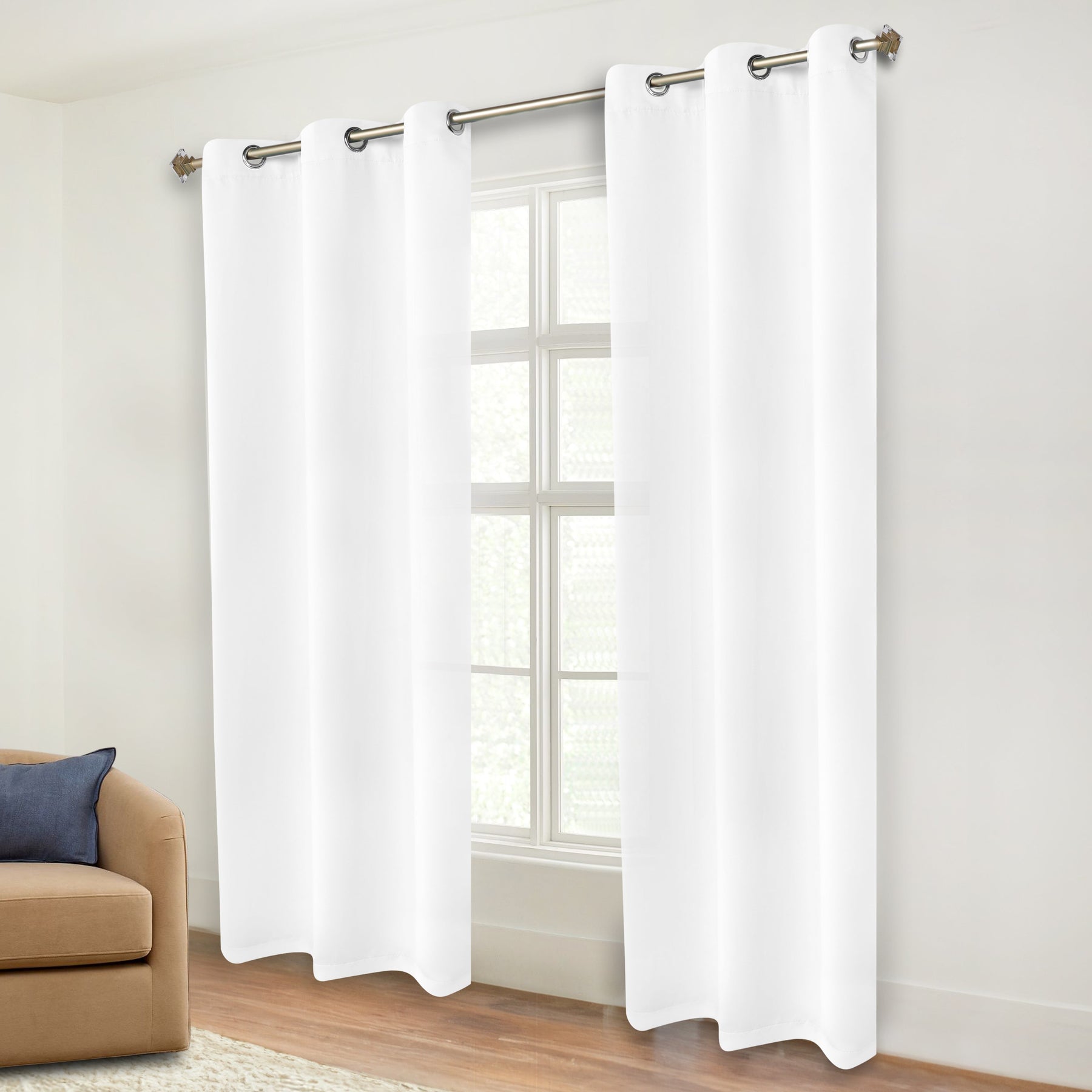 Classic Modern Solid Room Darkening Blackout Curtain Panels, Set of 2