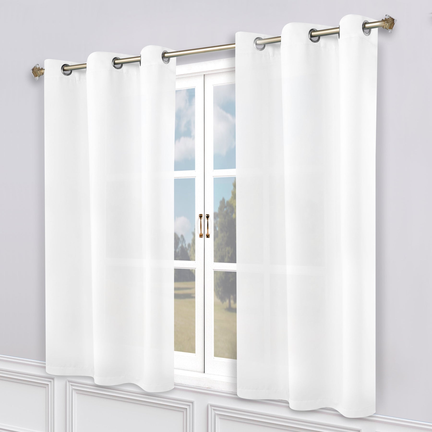 Classic Modern Solid Room Darkening Blackout Curtain Panels, Set of 2