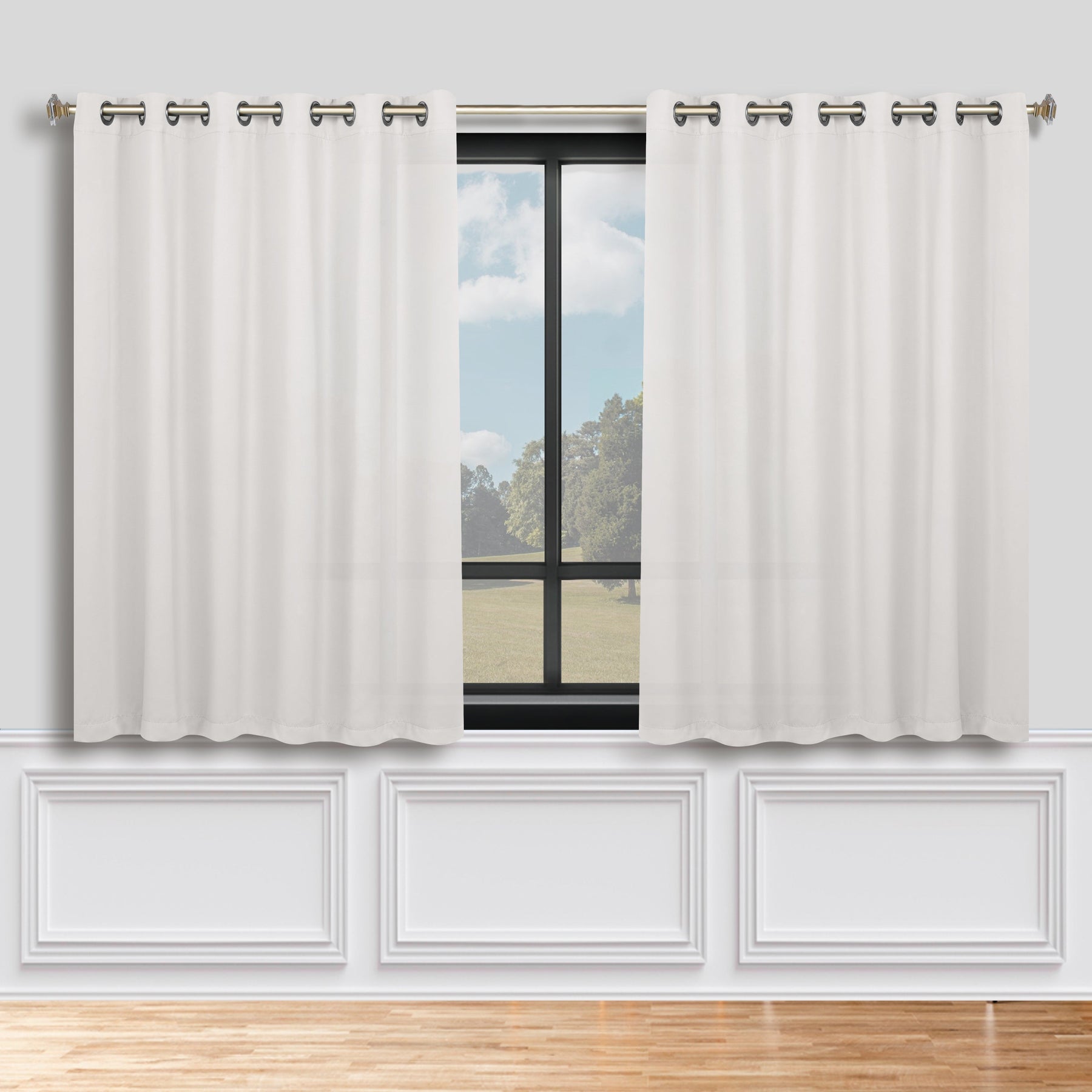 Classic Modern Solid Room Darkening Blackout Curtain Panels, Set of 2