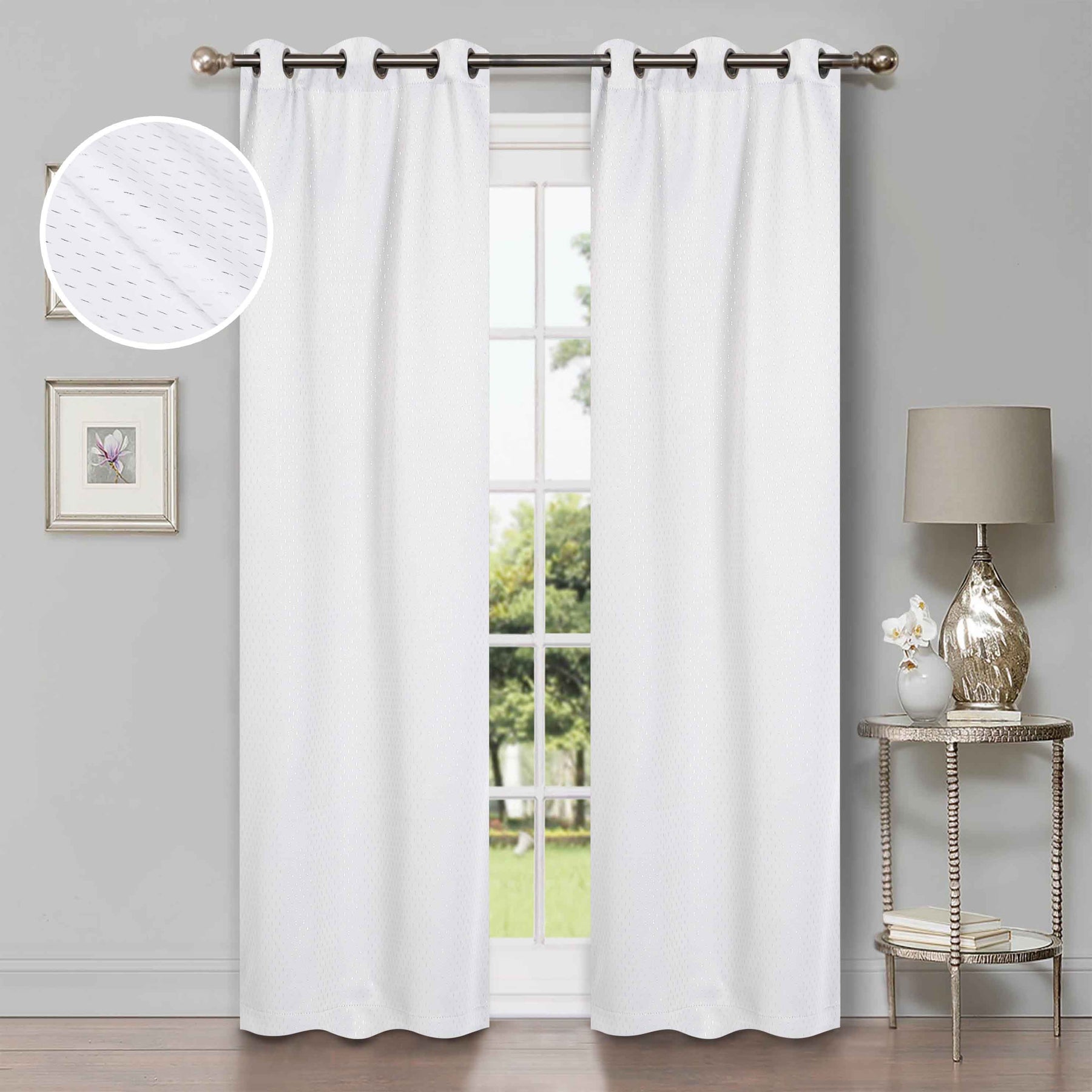 Modern Shimmer Washable Room Darkening Blackout Curtains, Set of 2