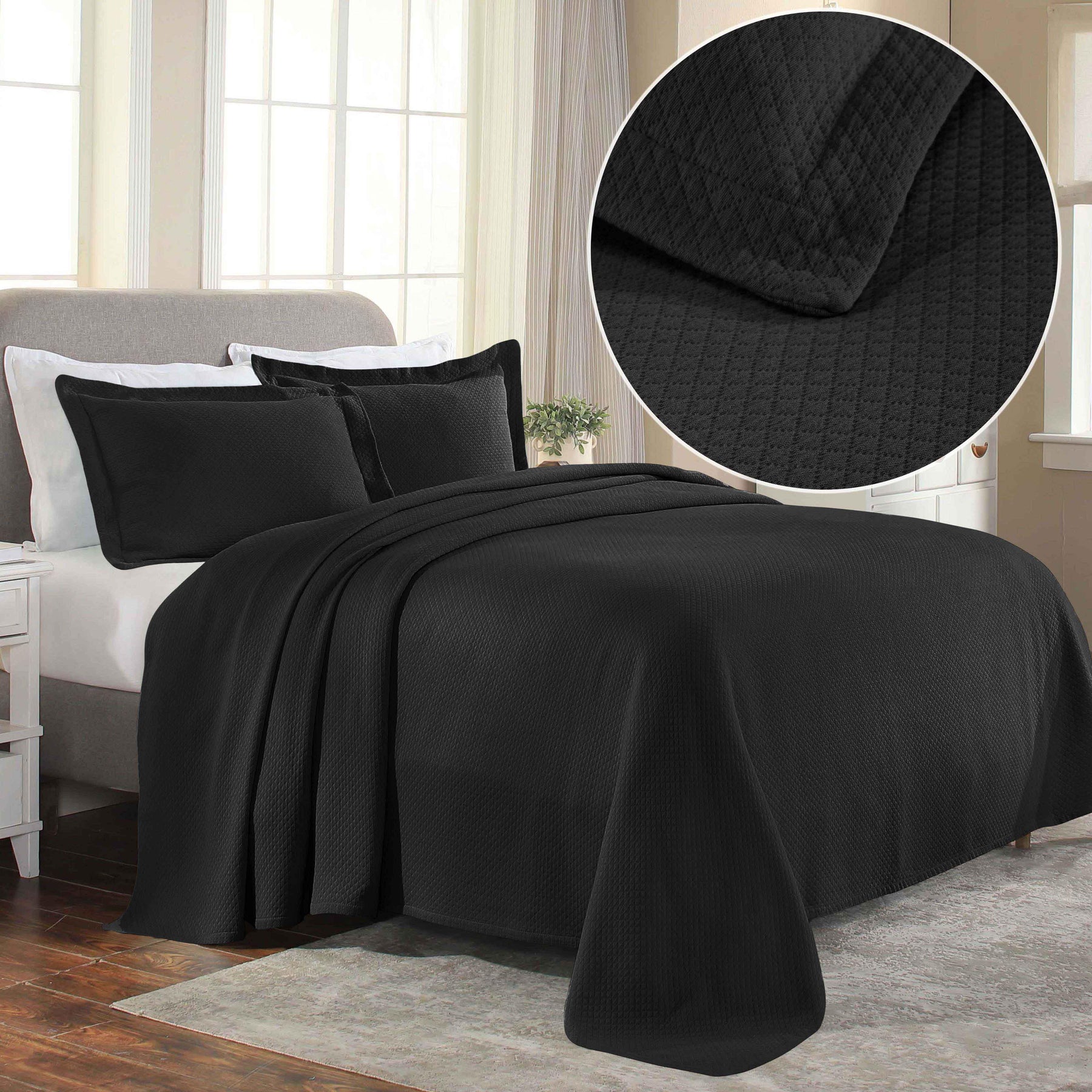 Solitaire Jacquard Matelassé Cotton Diamond Solitaire Bedspread Set