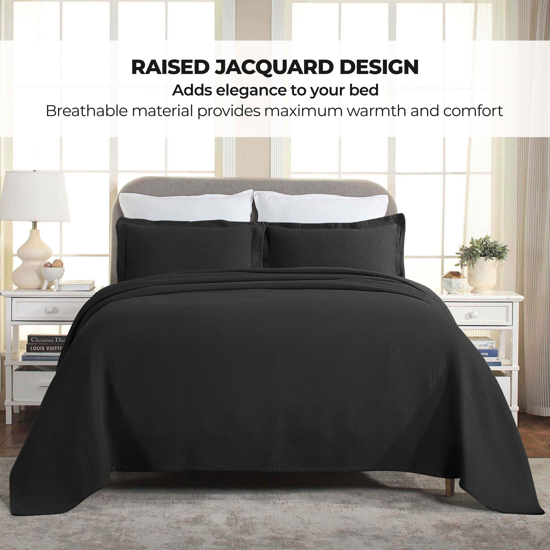 Solitaire Jacquard Matelassé Cotton Diamond Solitaire Bedspread Set