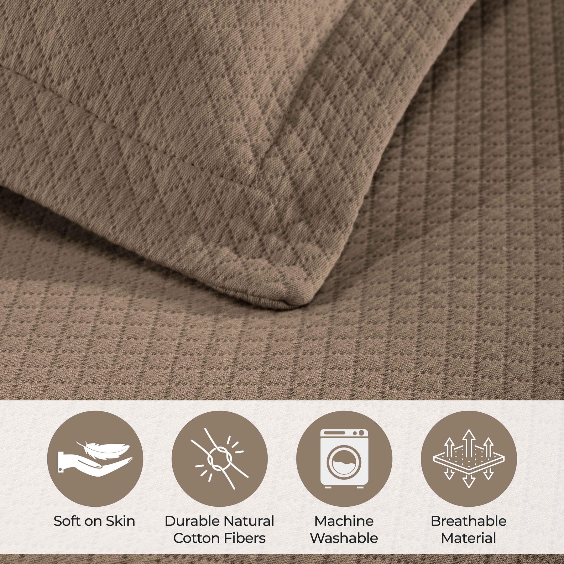 Solitaire Jacquard Matelassé Cotton Diamond Solitaire Bedspread Set