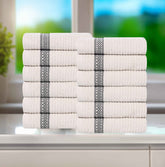 Brea Zero-Twist Cotton Ribbed Face Towel Set 12 Piece
