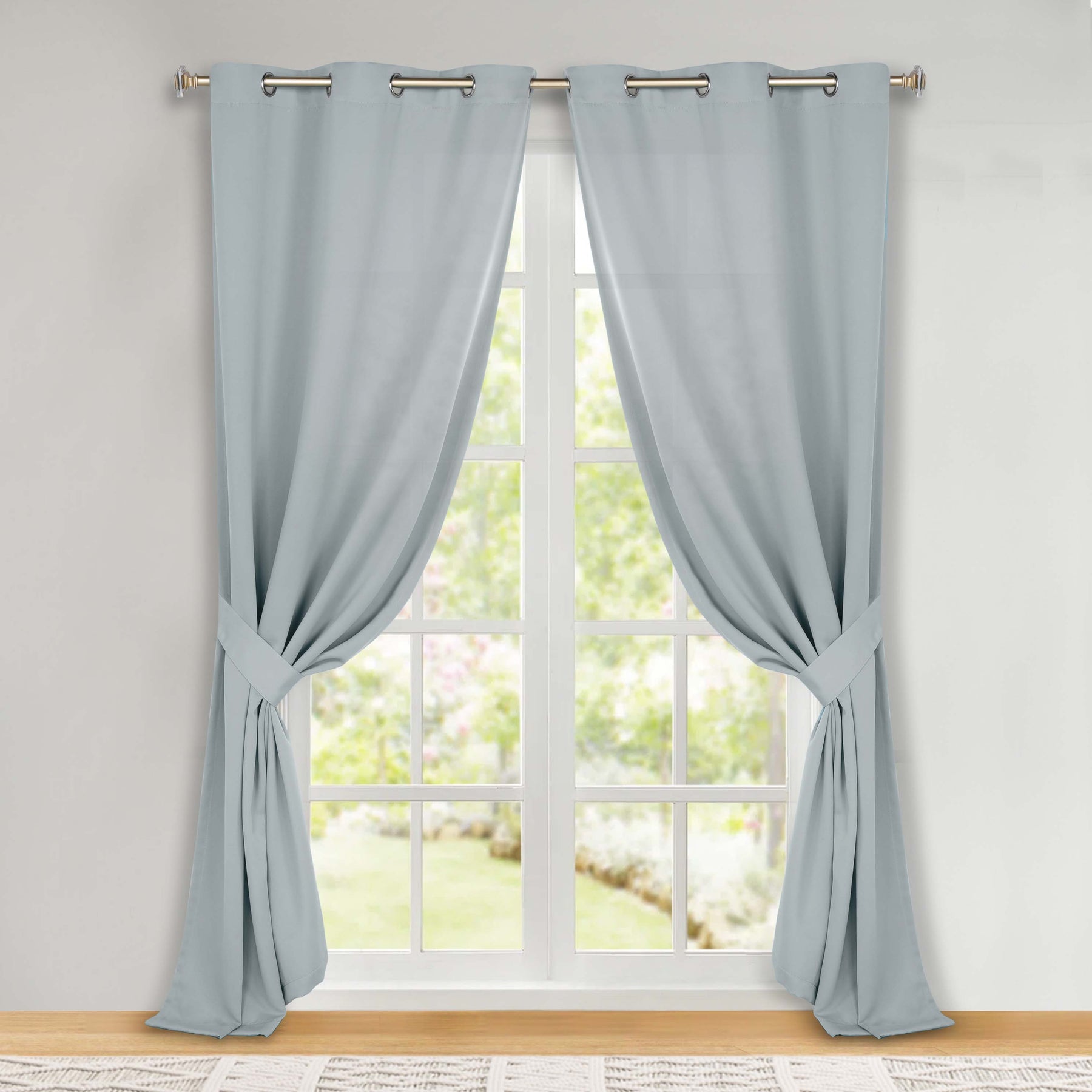 Classic Modern Solid Room Darkening Blackout Curtain Panels, Set of 2