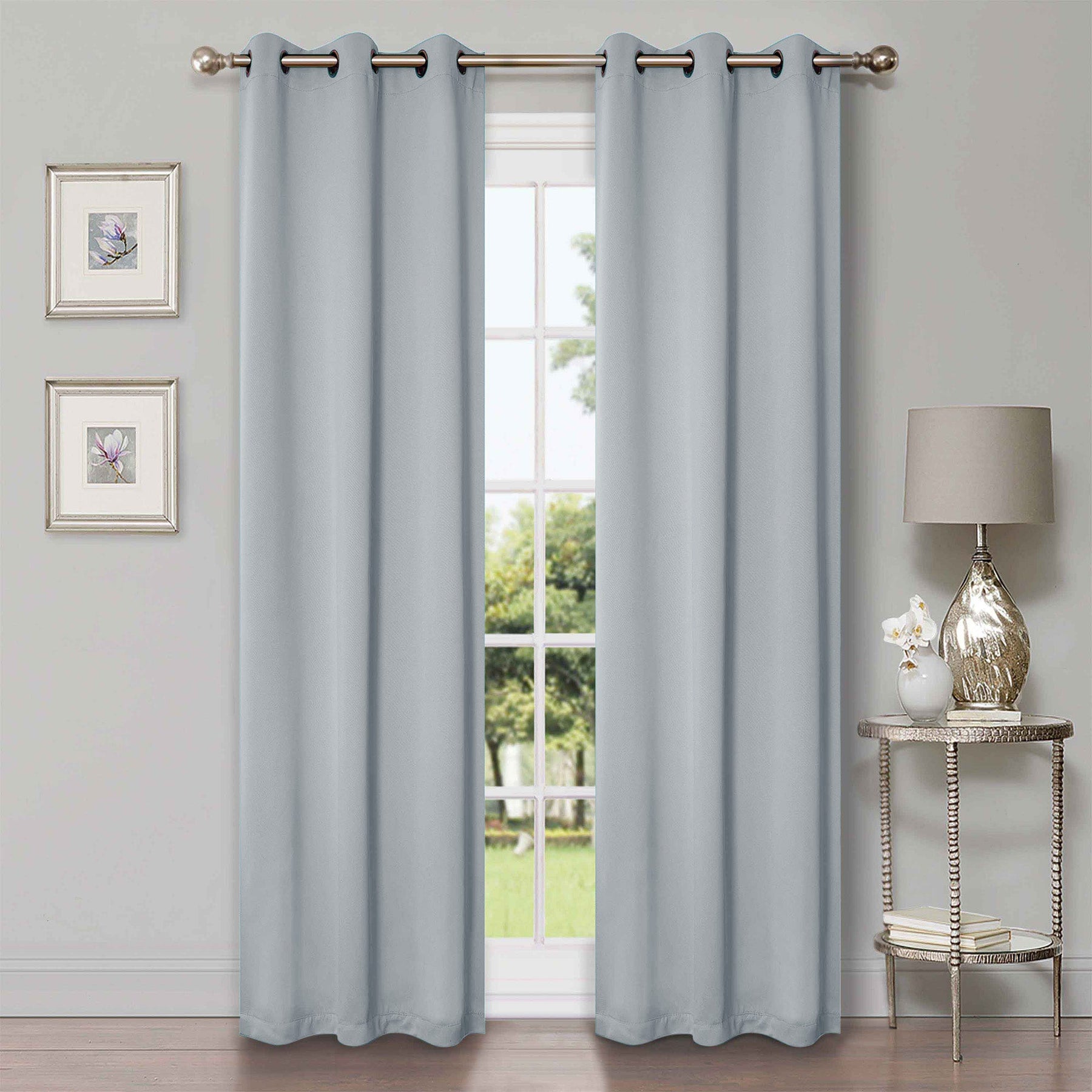 Classic Modern Solid Room Darkening Blackout Curtain Panels, Set of 2