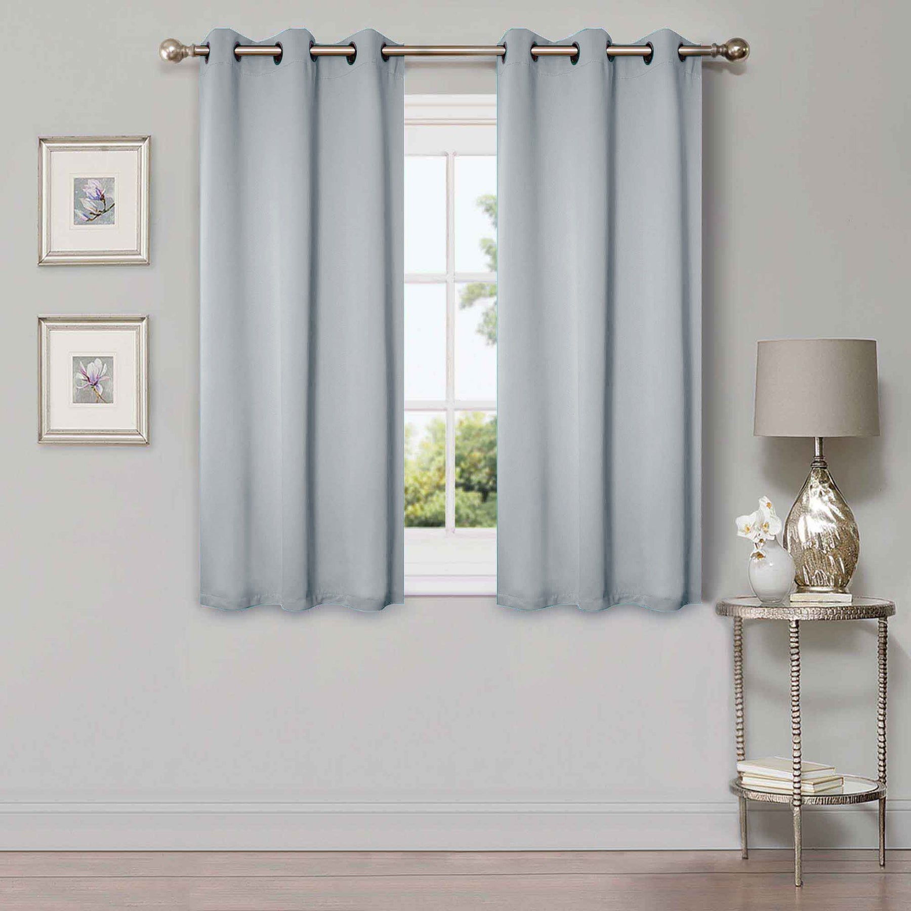 Classic Modern Solid Room Darkening Blackout Curtain Panels, Set of 2