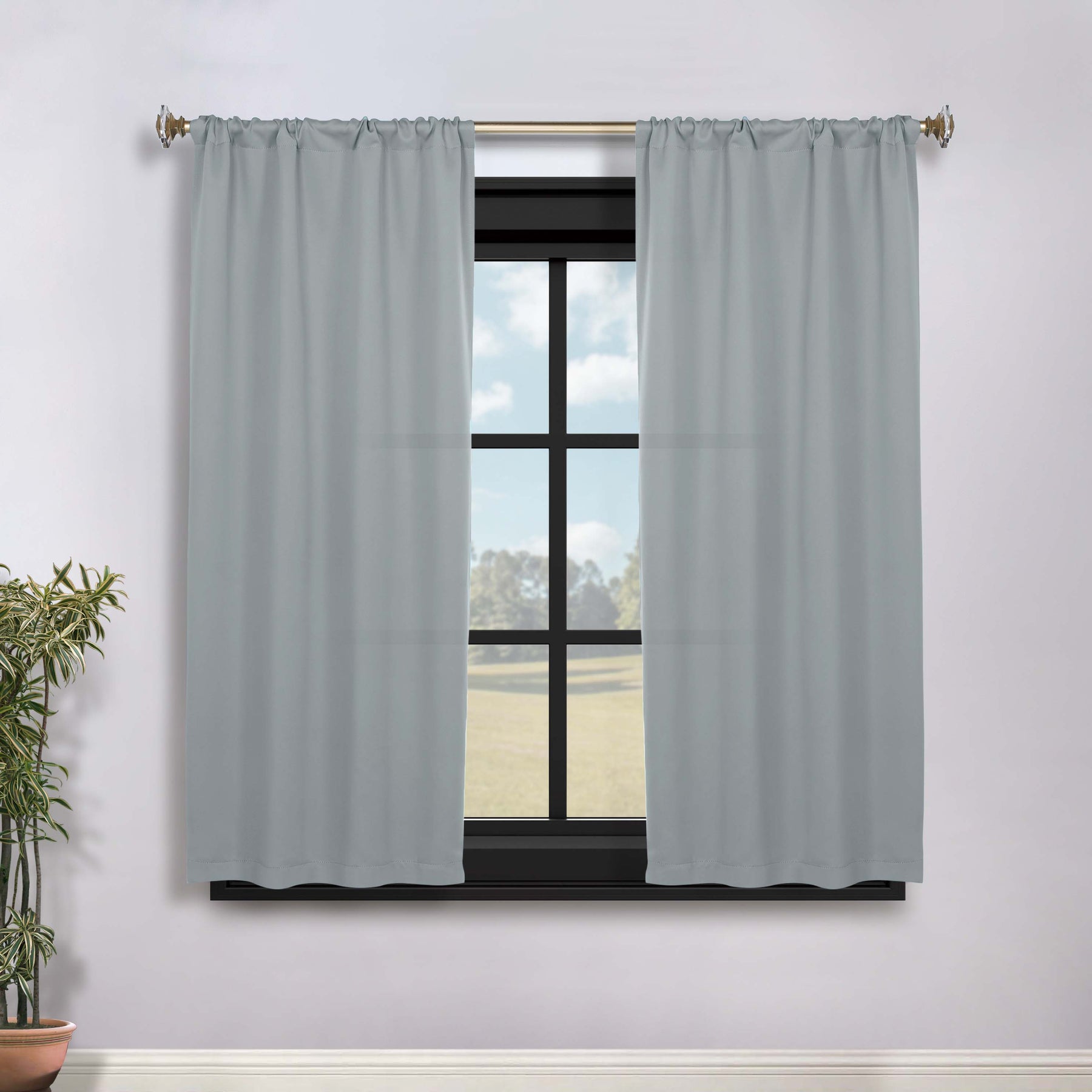 Solid Room Darkening Rod Pocket Blackout Curtain Panels, Set of 2