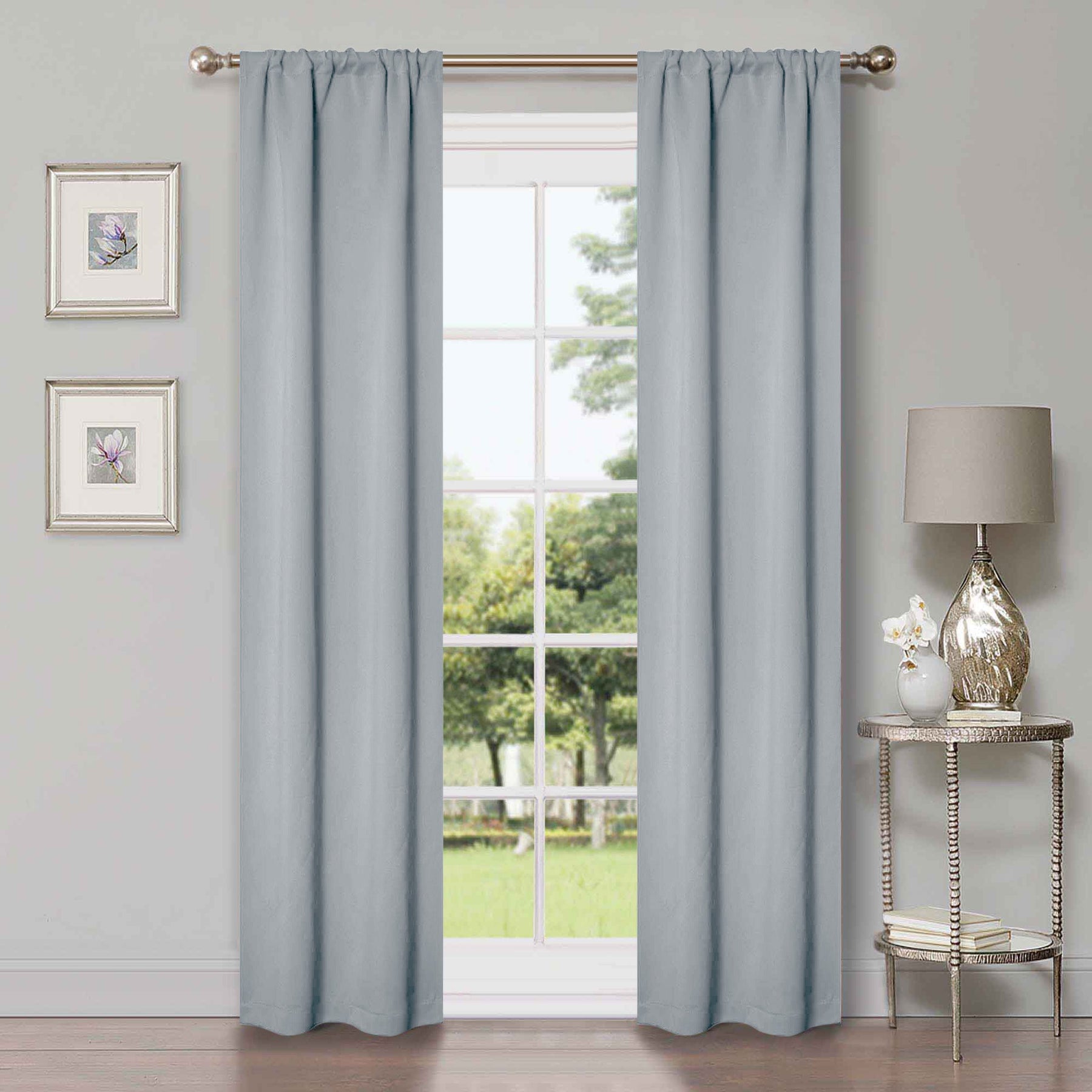 Solid Room Darkening Rod Pocket Blackout Curtain Panels, Set of 2