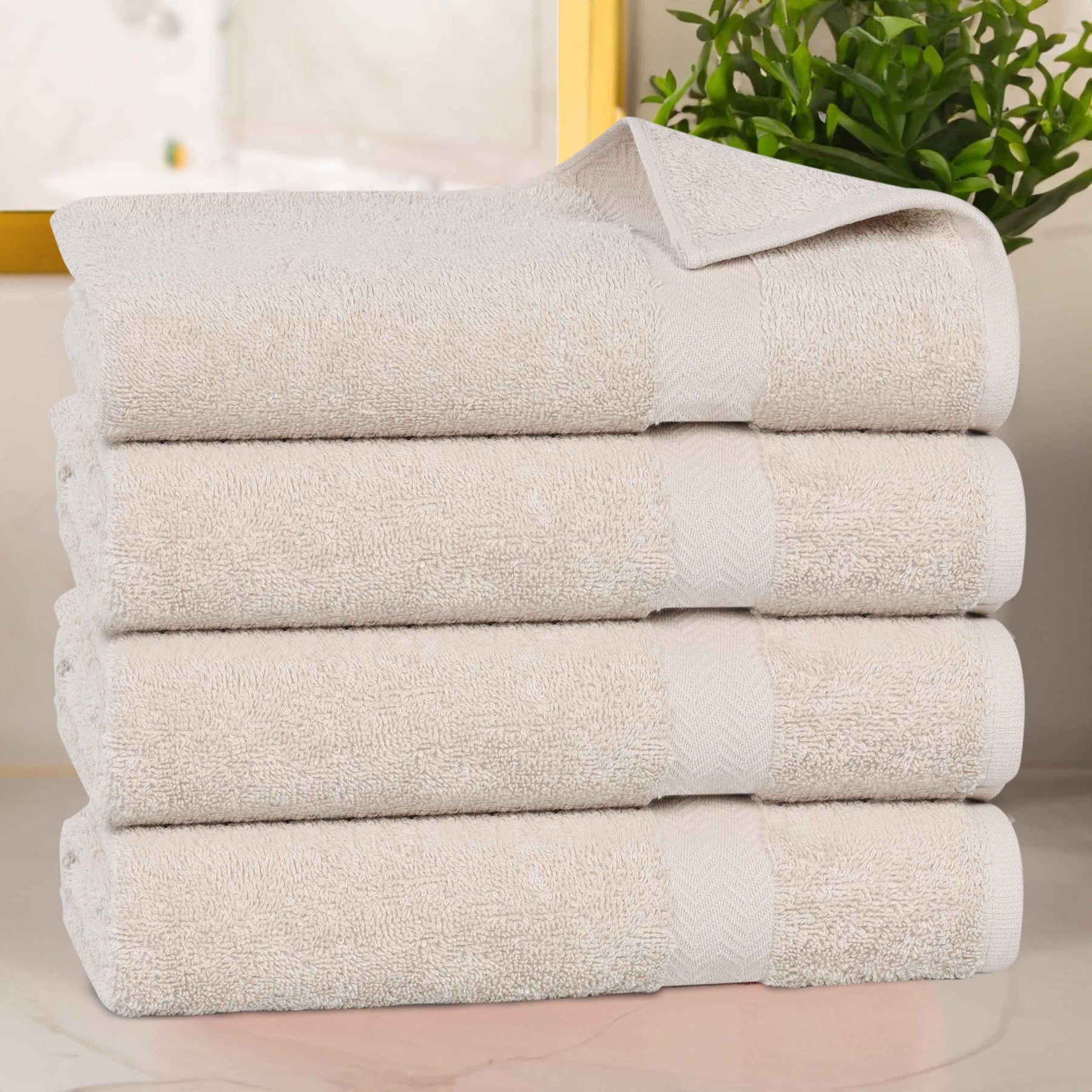 Cotton Highly Absorbent Eco-Friendly Quick Dry 4 Piece Bath Towel Set