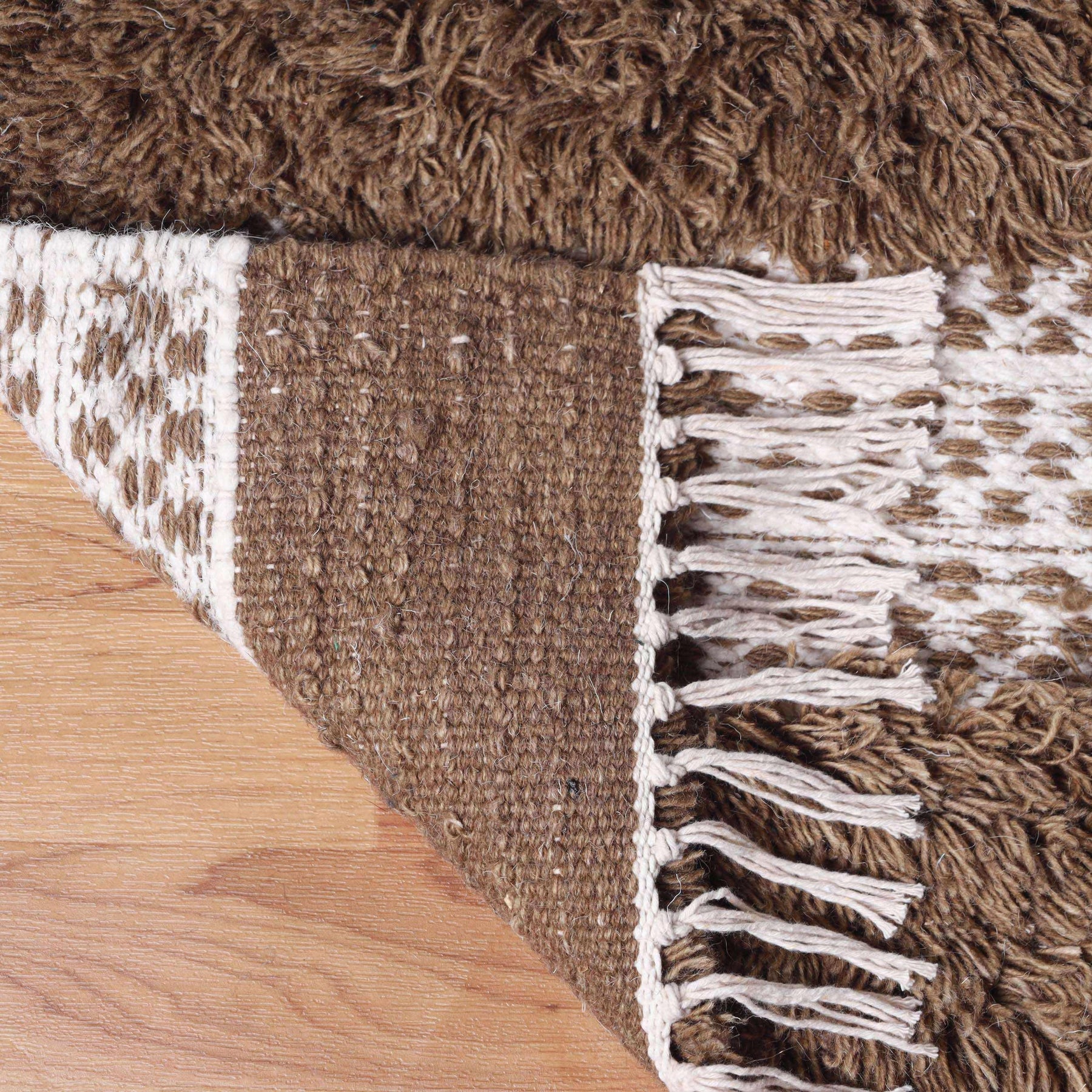 Farmhouse Wool Geometric Stripe Fringe Indoor Area or Runner Rug