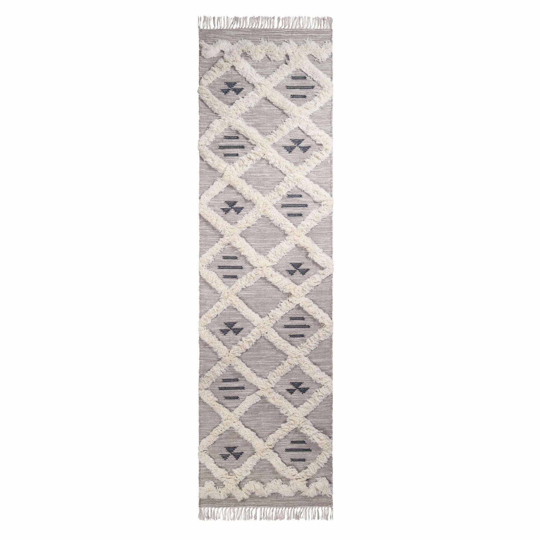 Southwestern Wool Lattice Pattern Fringe Indoor Area or Runner Rug