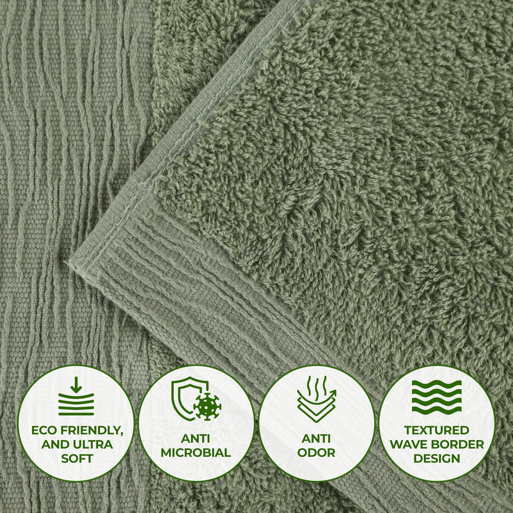Rayon from Bamboo Eco-Friendly Fluffy Soft Solid 6 Piece Towel Set